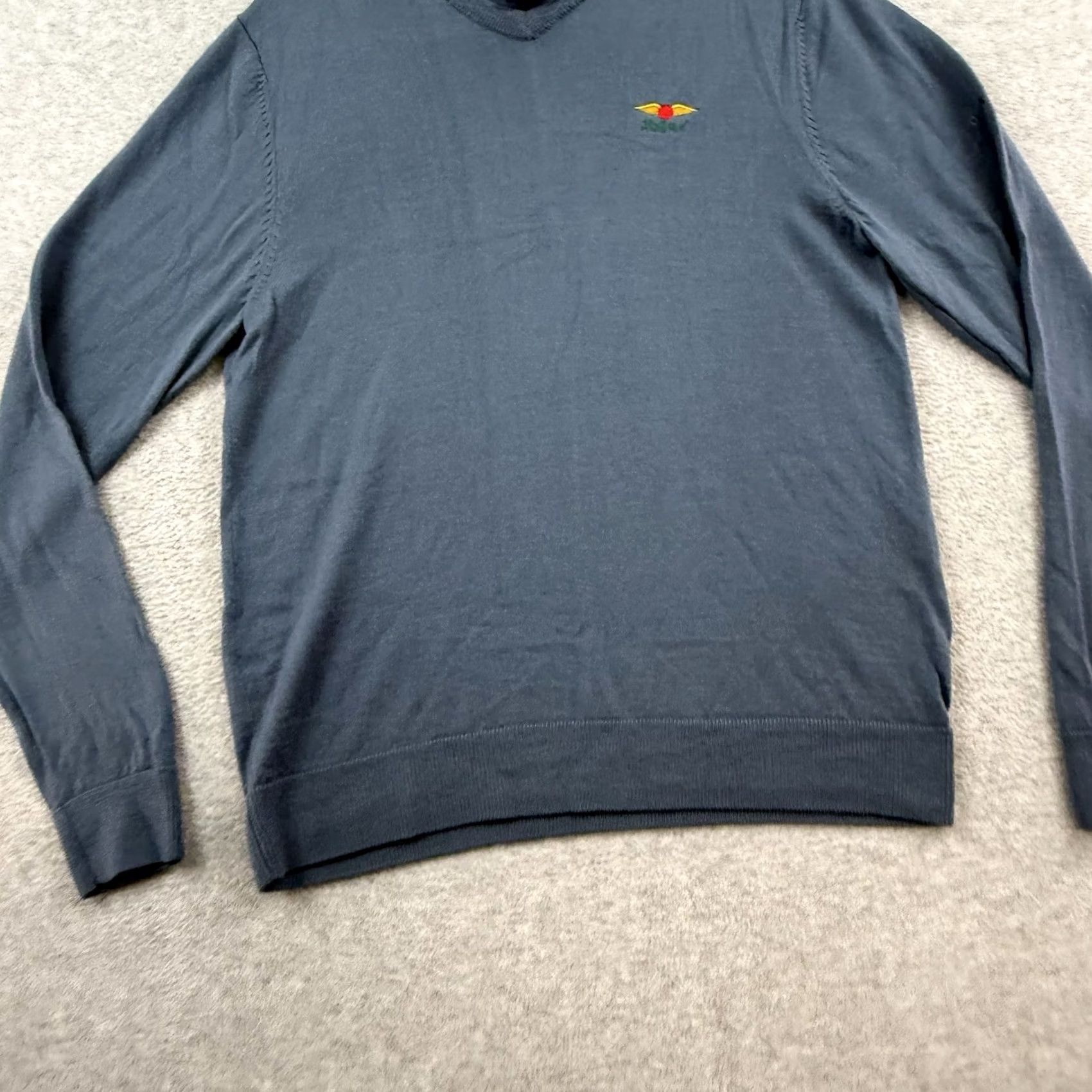 Vintage Dunning Merino Wool Knit Men M Blue Lightweight Pullover Sweater Long Sleeve Mock Neck Knit Style 1/4 Zip Outdoor Breathing Size US M / EU 48-50 / 2 - 2 Thumbnail