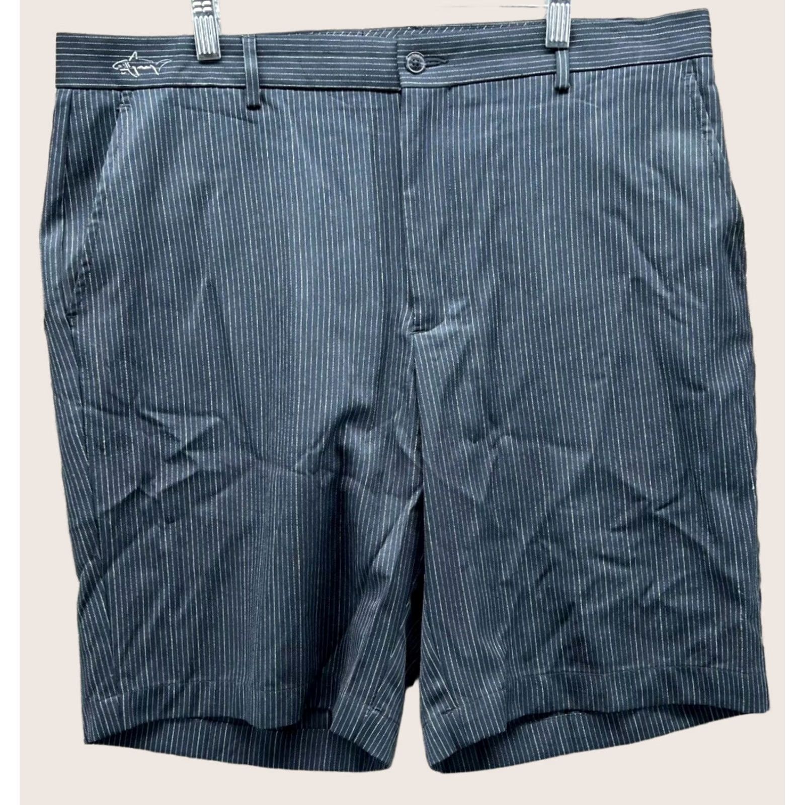 Vintage Greg Norman Shorts Mens 36 Chino Flat Front Cotton Striped Black Blue Fall Summer 9in Inseam Regular Rise Button Closure Vintage: No Mens Size US 36 / EU 52 - 1 Thumbnail