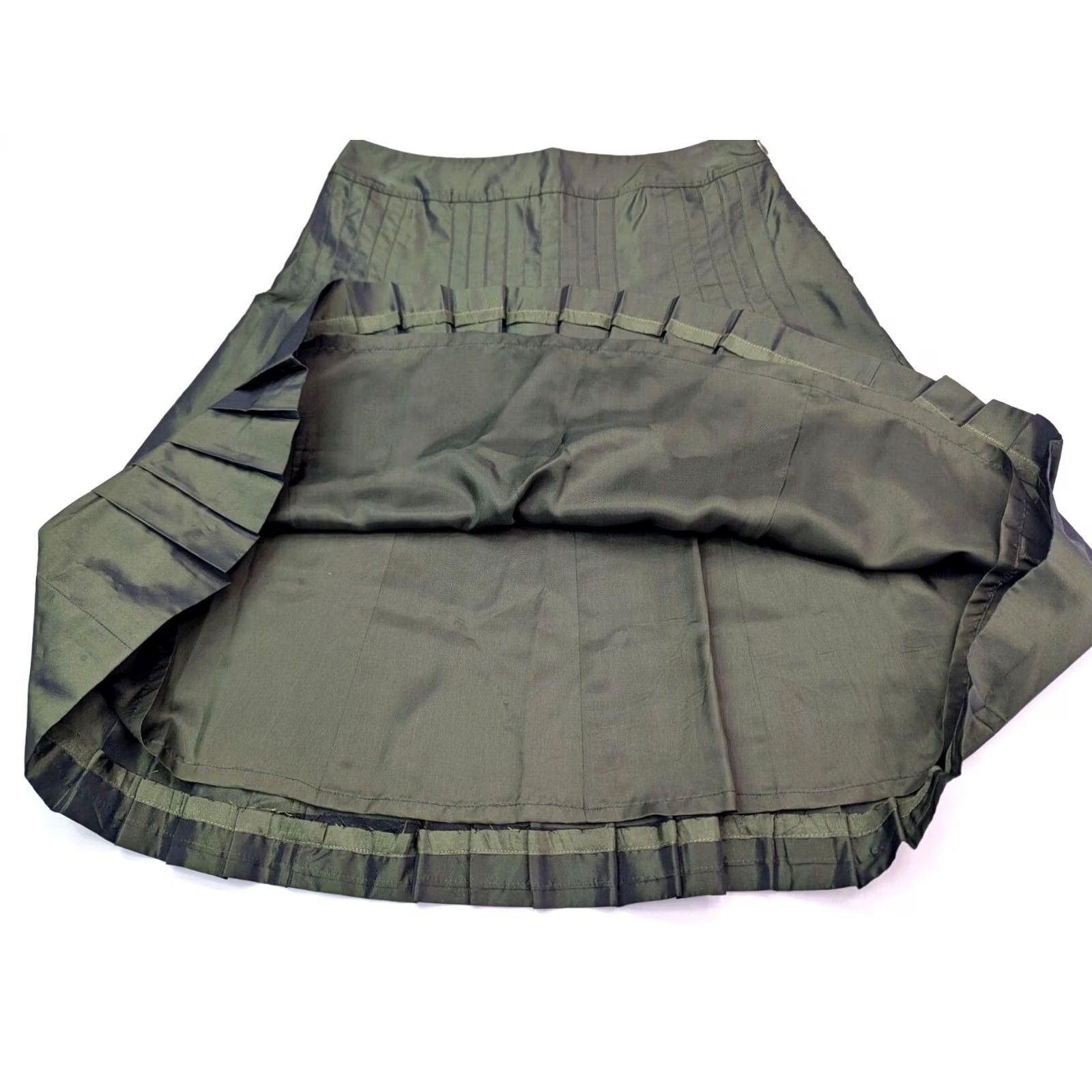Vintage VINTAGE Carlisle Green Silk Blend Midi A-Line Skirt Side Zip Women 2 (28 Waist) 90s Fashion Maxi Style Country of Origin: China Size 26" / US 2 / IT 38 - 3 Thumbnail