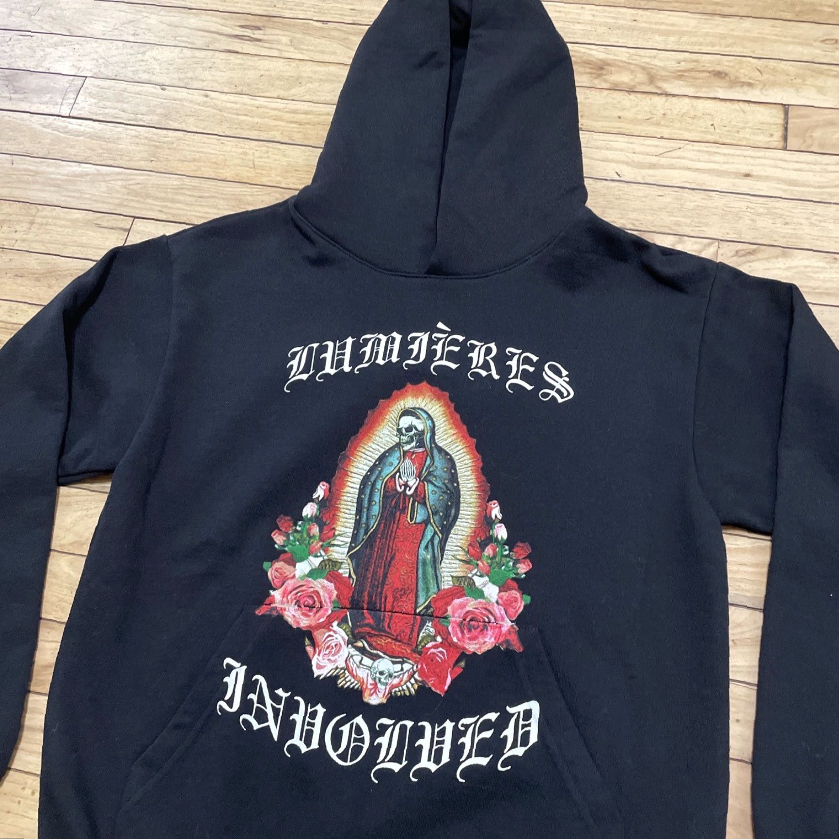 Vintage LUMIÈRES x Involved Garments Hoodie M Black Graphic Pullover Hooded Mens Regu lar Ka i Nguyen Prayer Muertos 90s Los Angeles Size US M / EU 48-50 / 2 - 2 Thumbnail