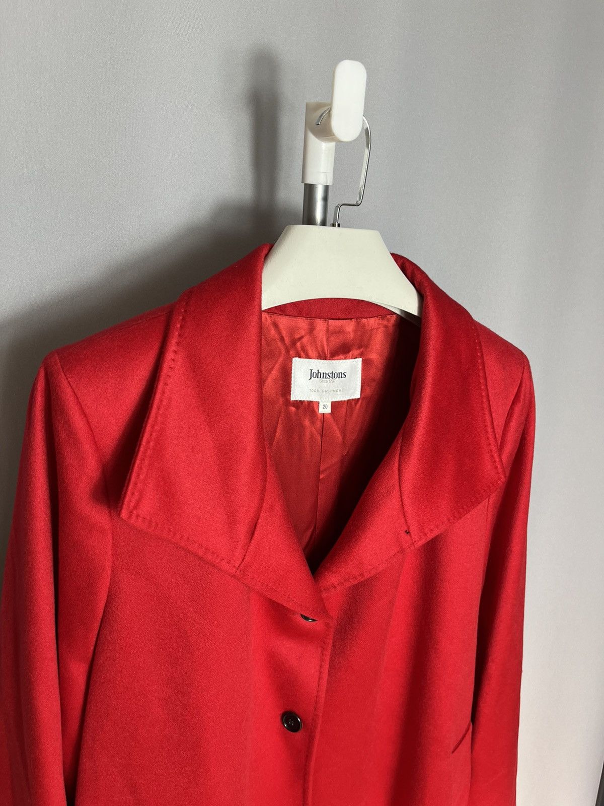 Johnstons Of Elgin Johnstons of Elgin Women's Red 100% Cashmere Coat Long Size XXL / US 16-18 / IT 52-54 - 2 Thumbnail