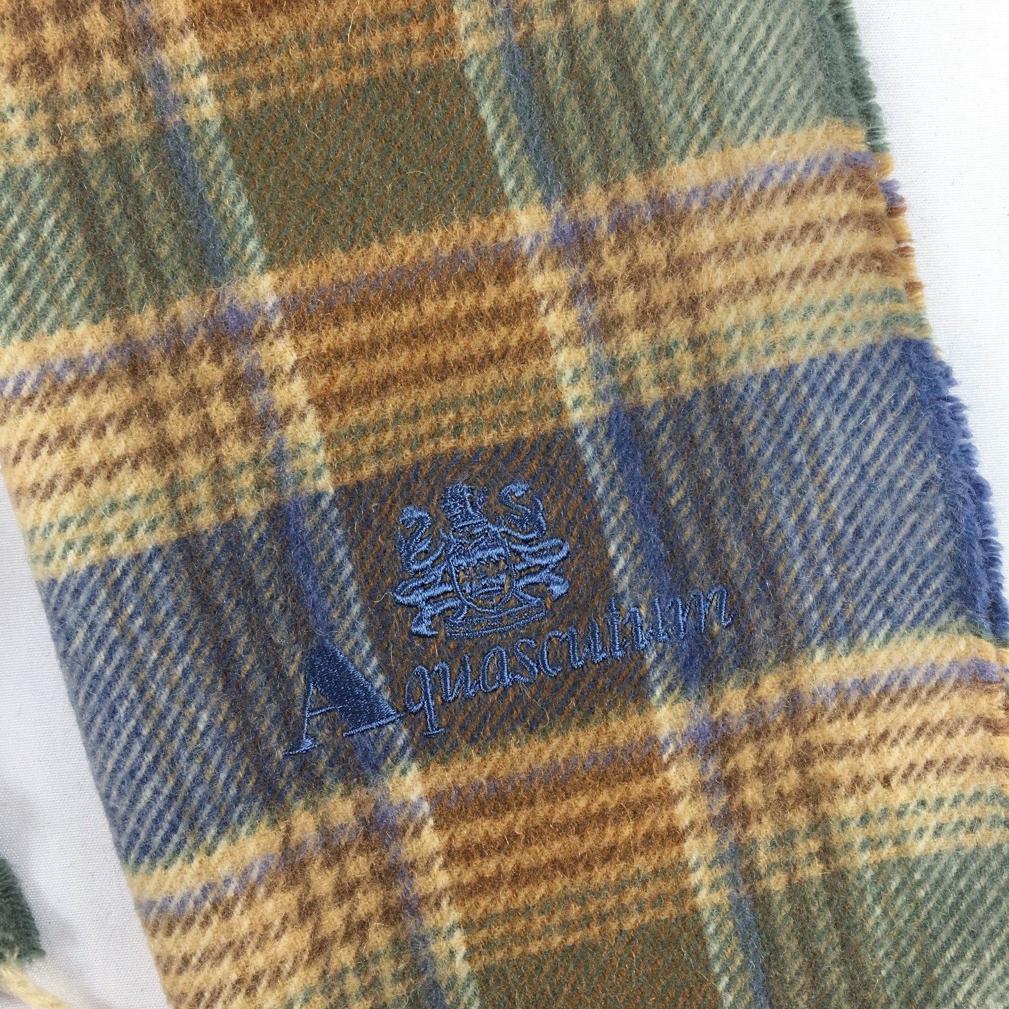 Aquascutum Vintage Aquascutum Scarf Muffler Wool Tartan Fringe Scarves Size ONE SIZE - 4 Thumbnail