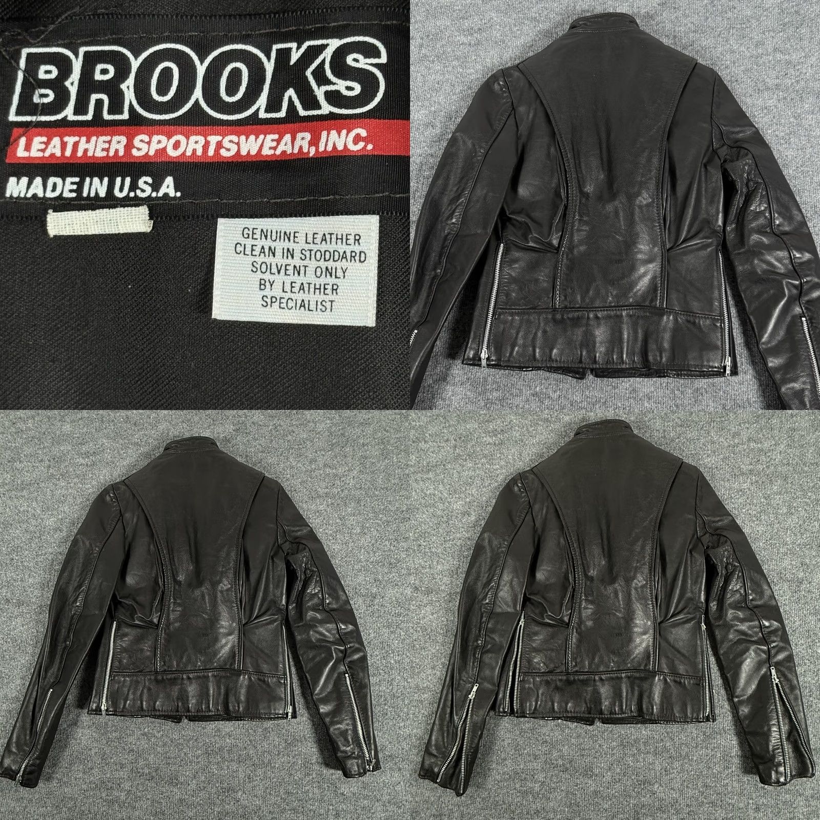 Brooks VINTAGE Brooks Leather Jacket Women 30 Black Moto Biker USA Faux Fur Lined 90s Size 4XL / US 24-26 - 10 Thumbnail