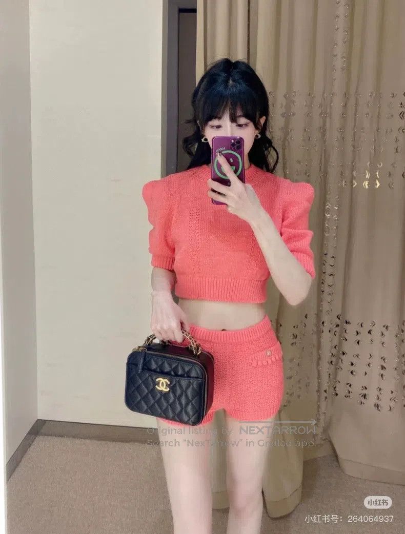 Chanel Chanel 22S Pink Puff Sleeve Knit sweater Size XS / US 0-2 / IT 36-38 - 8 Thumbnail