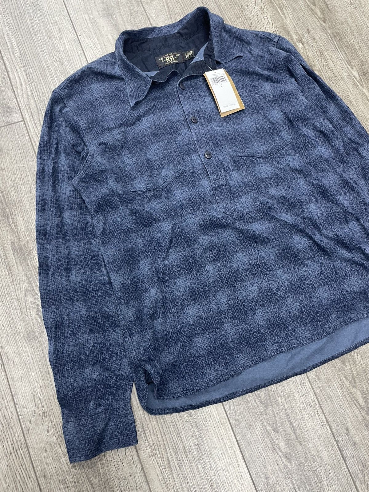 RRL Ralph Lauren L-RRL Navy Plaid Print Workshirt Size US L / EU 52-54 / 3 - 2 Thumbnail