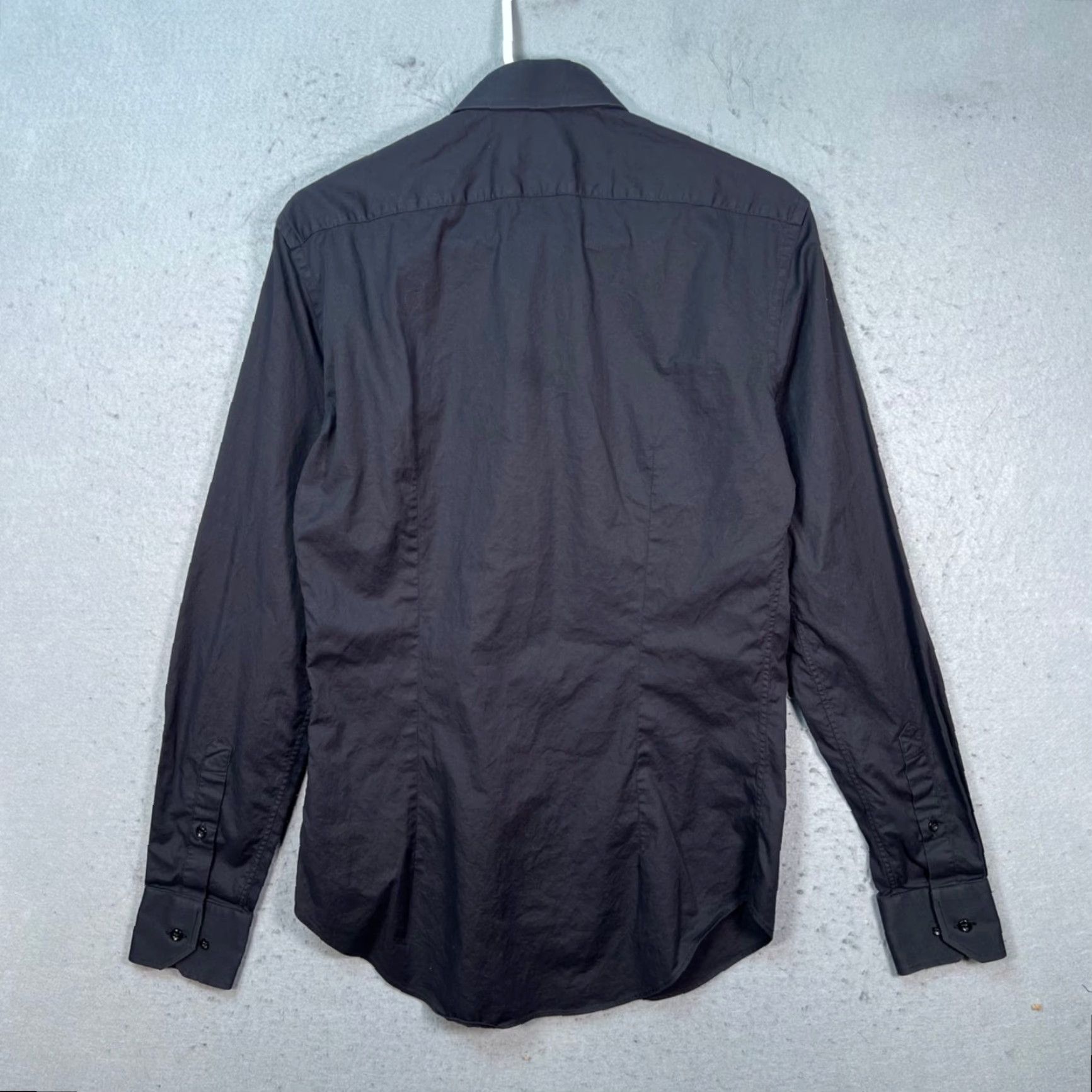 Armani Armani Collezioni Mens Black Button-Up Dress Shirt 14.5 37 Cotton Blend Long Sleeve Baggle? Size 40R - 2 Thumbnail