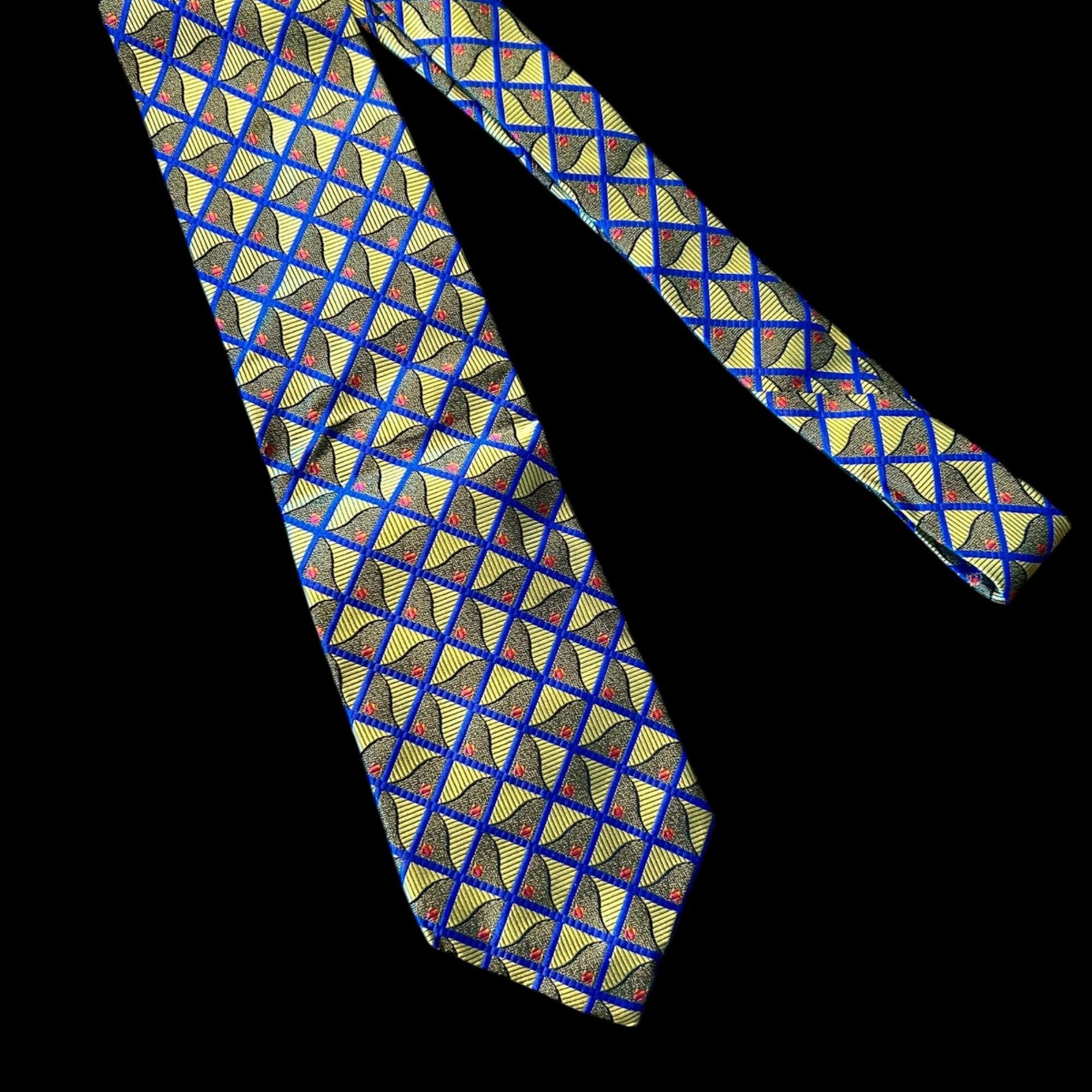 Hickey Freeman Hickey Freeman 100% Silk Woven Geometric Novelty Retro Print Size ONE SIZE - 5 Thumbnail