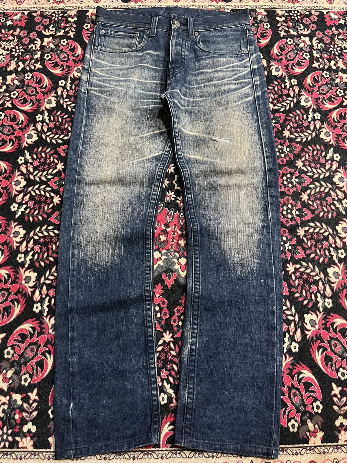 Japanese Brand Vintage Blue Label United Arrows Whisker Blue Faded Jeans Size US 30 / EU 46 - 1 Thumbnail