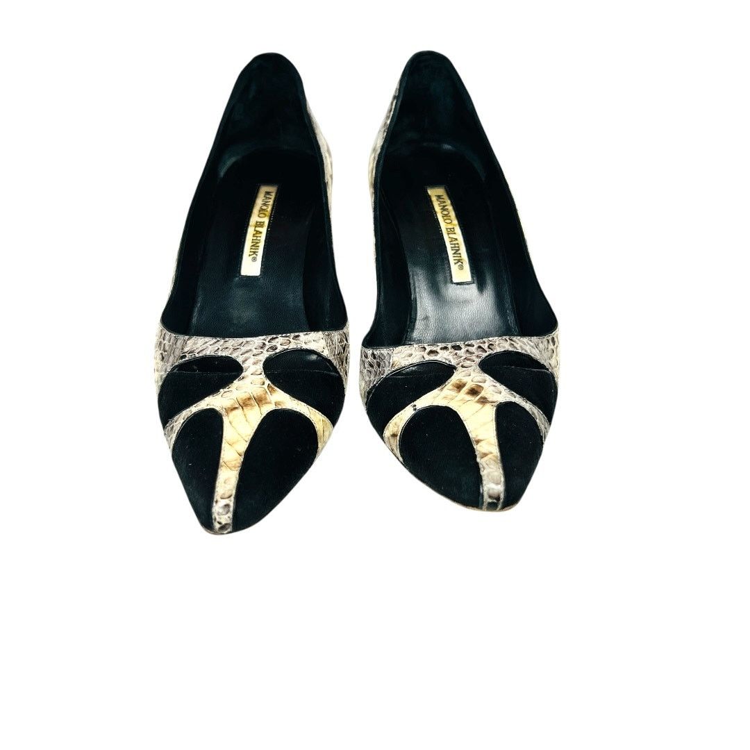 Manolo Blahnik Manolo Blahnik Python Snakeskin Suede Pumps Pointed Toe 39 Size US 9 / IT 39 - 5 Thumbnail