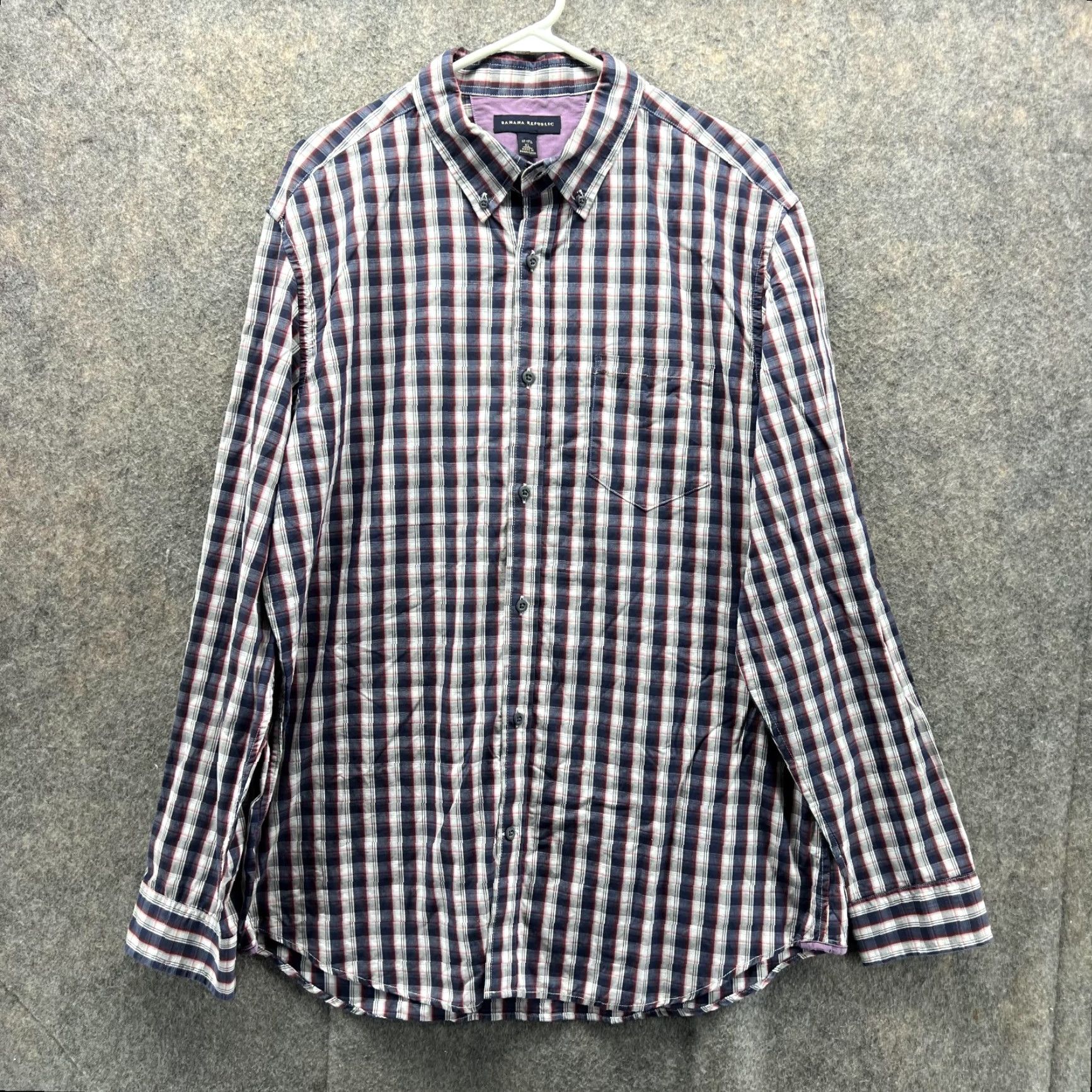 Banana Republic Banana Republic Shirt Men XL Blue Plaid Button-Down Vtg 17 Casual/Workwear Size US XL / EU 56 / 4 - 2 Thumbnail