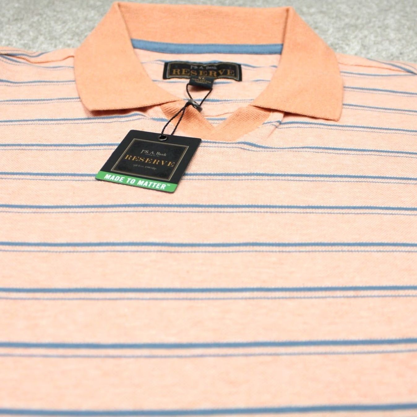 Jos. A. Bank Jos. A. Bank Polo Shirt NWT Men XL Orange/Gray Striped 100% Cotton Pullover Short Sleeve Button Logo Casual, Driving, Golf, Walking Mens Size US XL / EU 56 / 4 - 4 Thumbnail