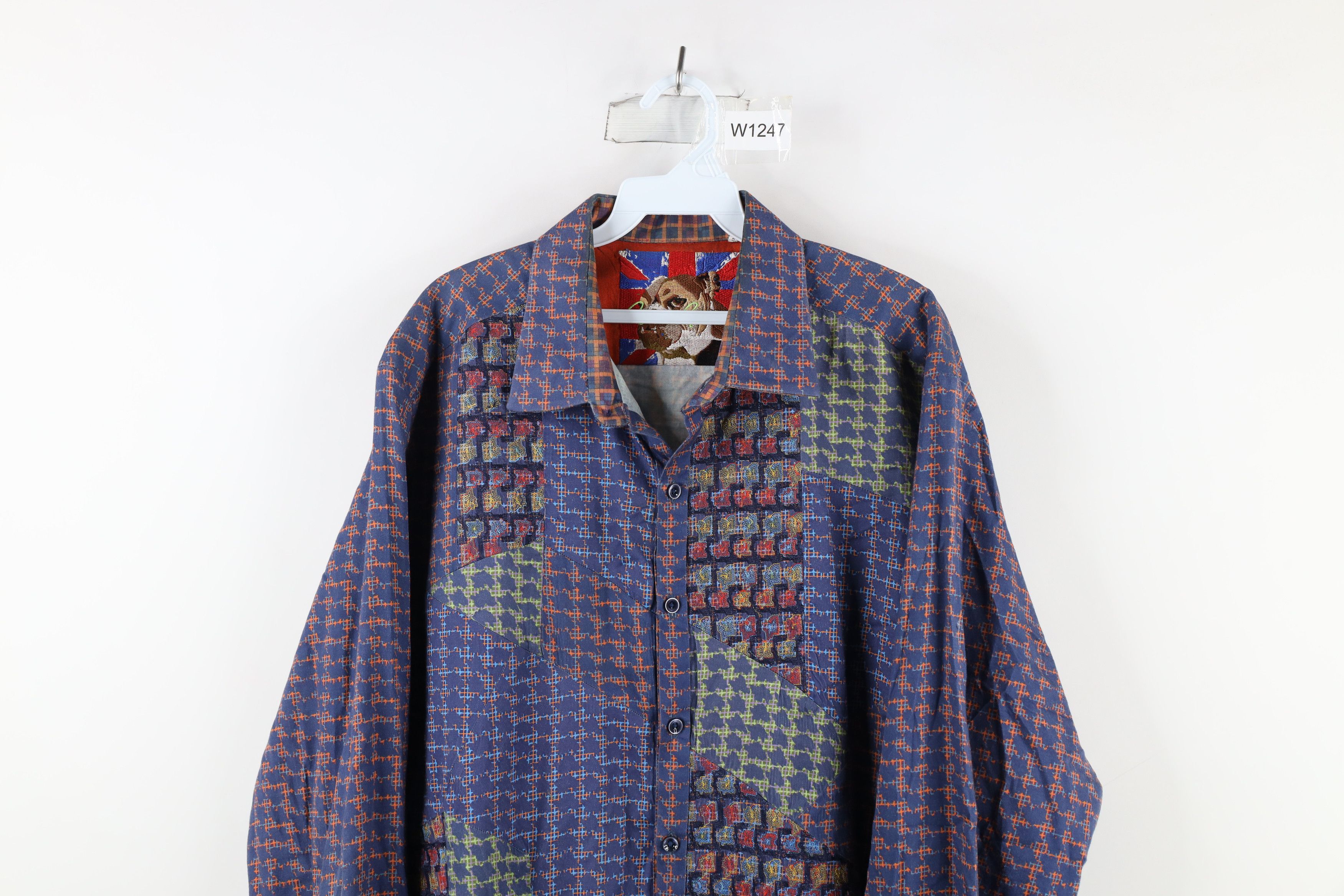 Robert Graham × Vintage Robert Graham Rainbow Patchwork Houndstooth Button Shirt Size US XXL / EU 58 / 5 - 2 Thumbnail