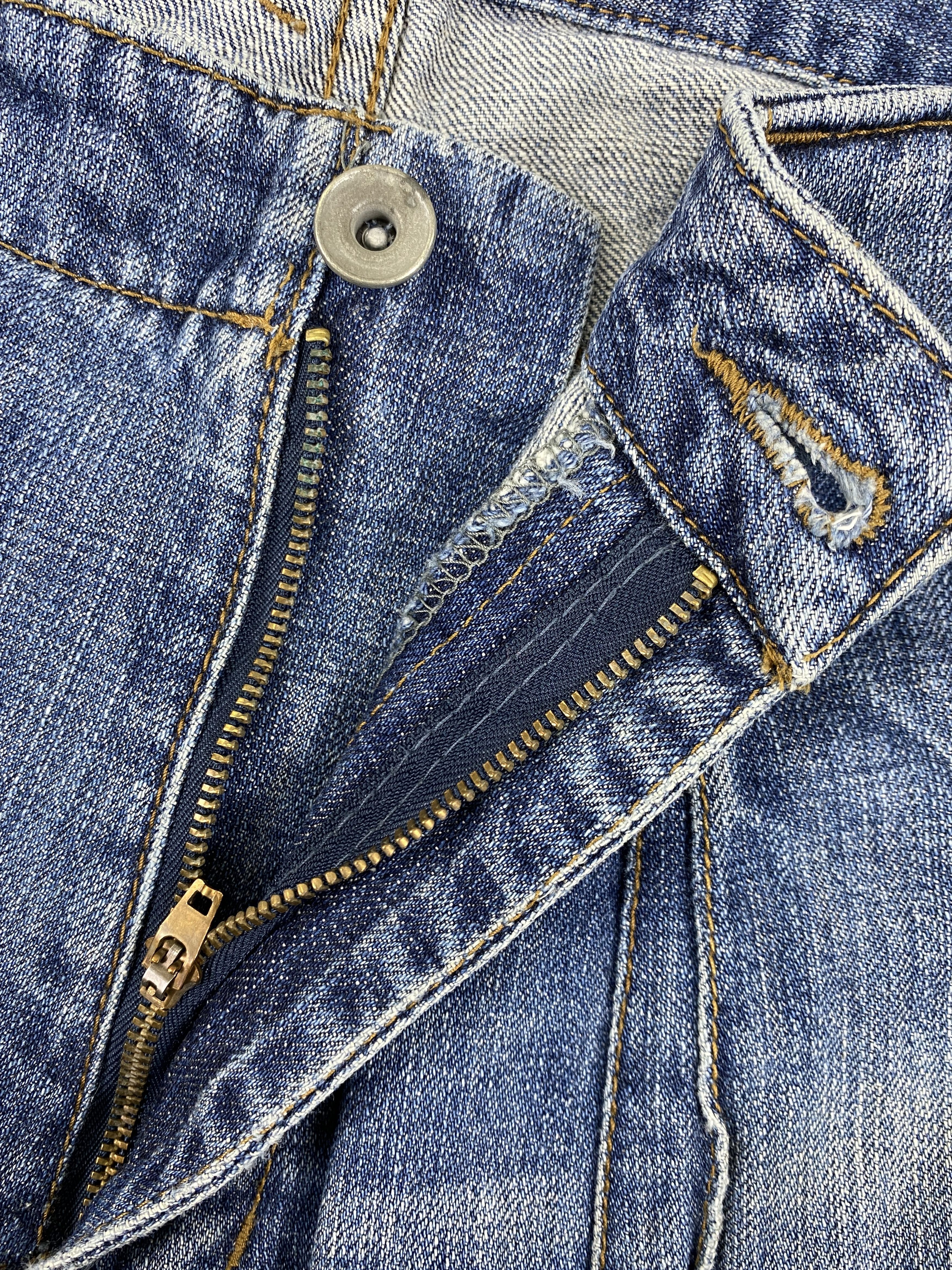 Japanese Brand Distressed Blue Global Work Jeans 33x29 Denim- JN3524 Size US 33 - 6 Thumbnail