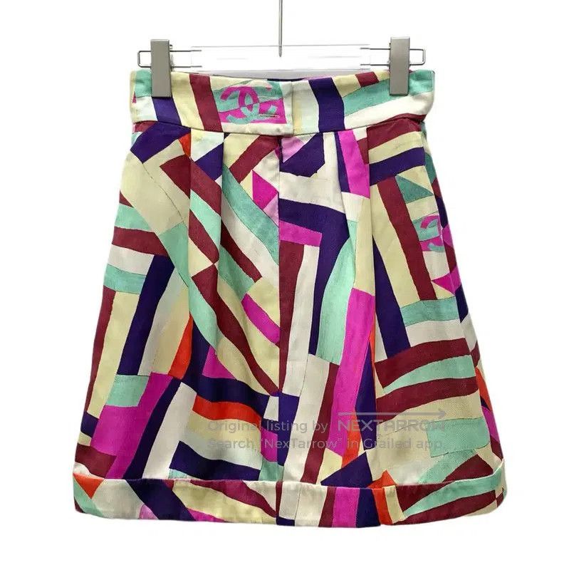 Chanel Chanel Colorful Silk Midi Skirt . Size 23" - 1 Thumbnail