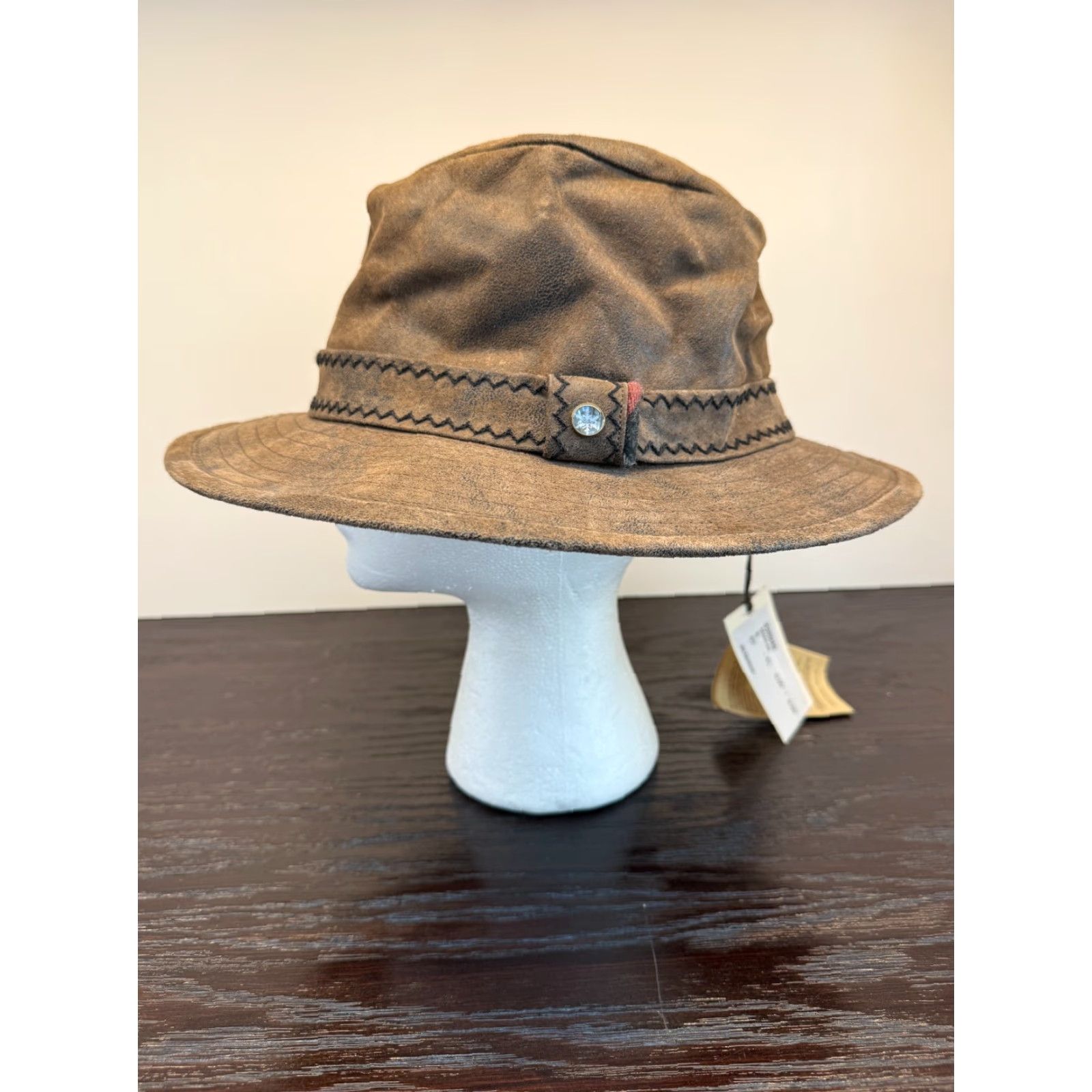 Stetson Stetson Hat XS Brown Leather Madras Lined Bucket Travel Hike Mens Size ONE SIZE - 5 Thumbnail