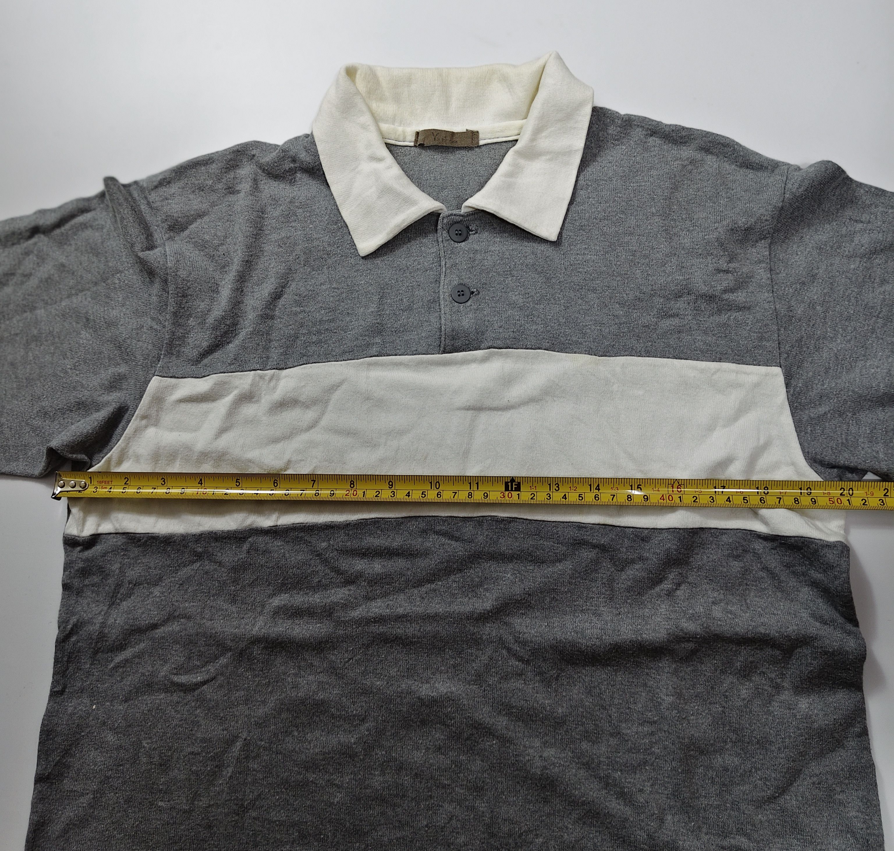 Yohji Yamamoto 2001 Yohji Yamamoto Rugby Polo Colorblock Grey Cream #G Size US M / EU 48-50 / 2 - 4 Thumbnail