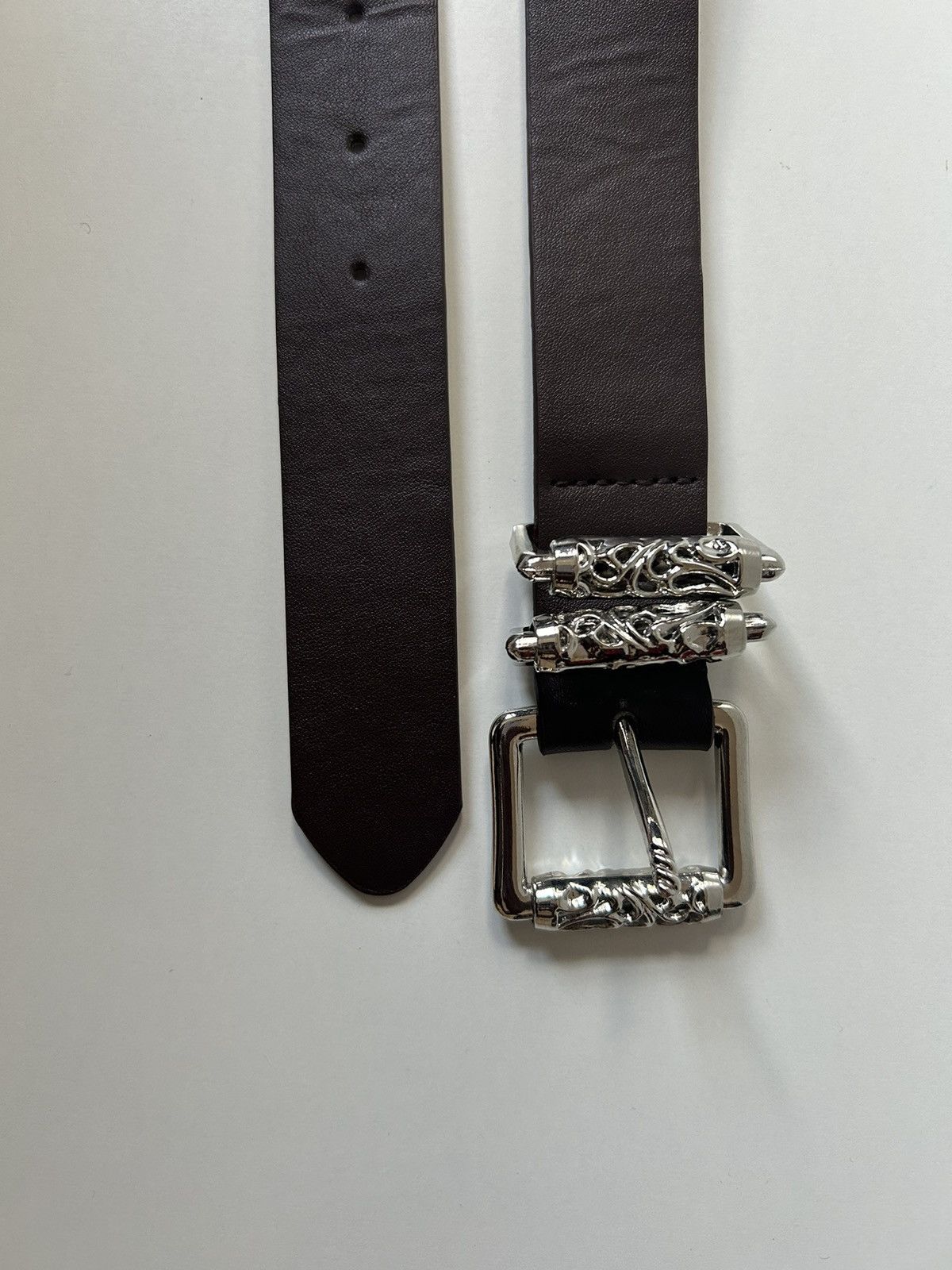 Japanese Brand × Vintage Y2K 2000s Silver cross futuristic brown roller belt Size ONE SIZE - 3 Thumbnail