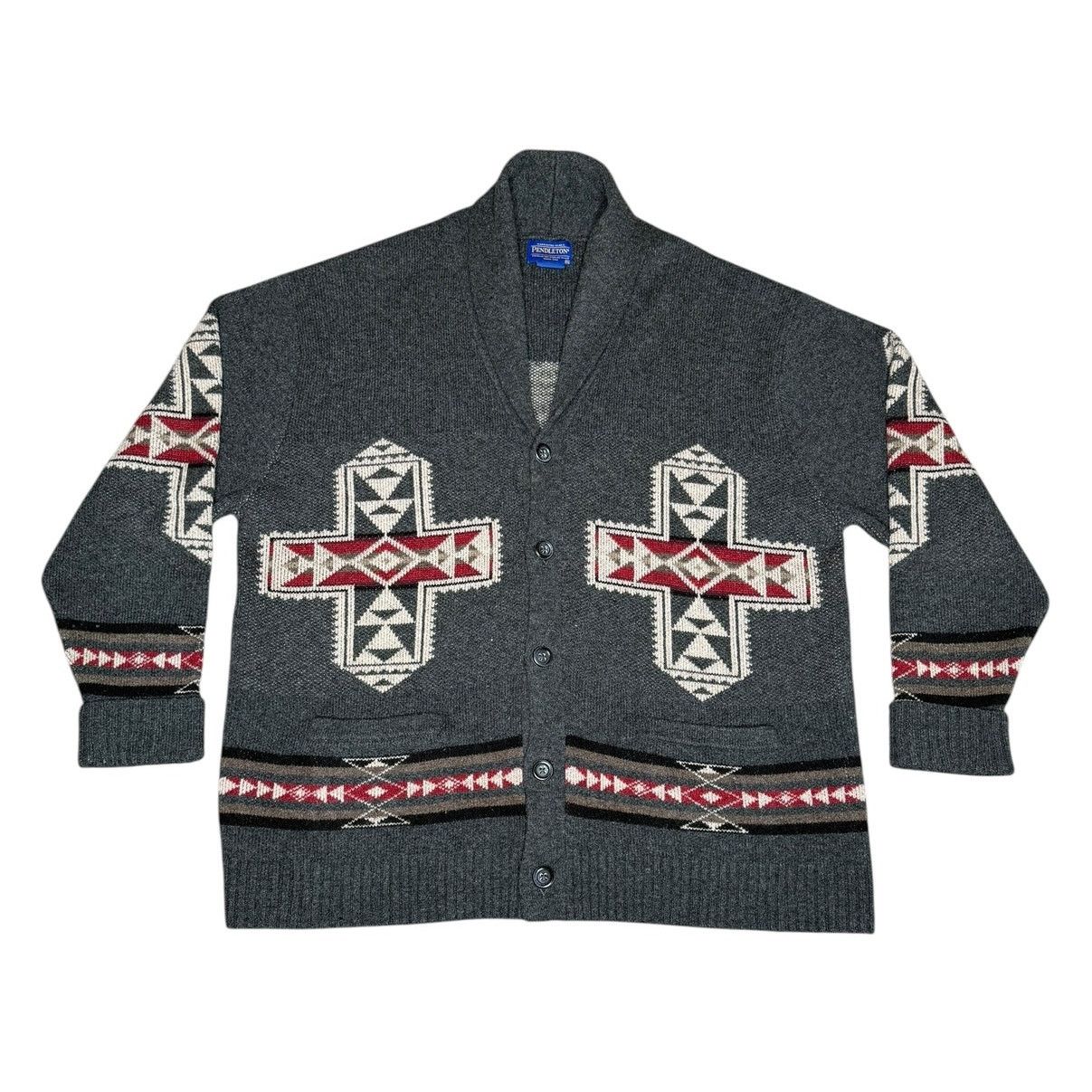 Pendleton × Vintage Vintage Pendleton Four Corners Lambswool Aztec Knit Cardigan Size US XXL / EU 58 / 5 - 1 Thumbnail