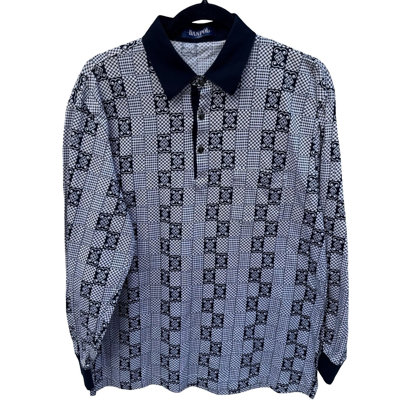Vintage Danpol Mens Vintage Geometric Houndstooth Patchwork Long Sle Size US M / EU 48-50 / 2 - 1 Thumbnail