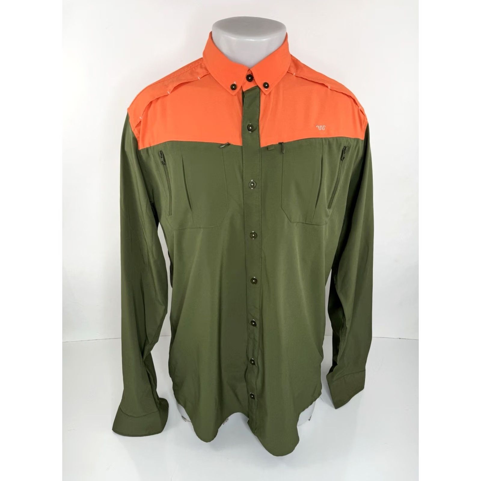 Vintage KING RANCH - Vented Mens L Performance Fishing Hunting Safety Shirt - EXCELLENT Shirt Mens L Green Orange 90s B11 Size US L / EU 52-54 / 3 - 2 Thumbnail