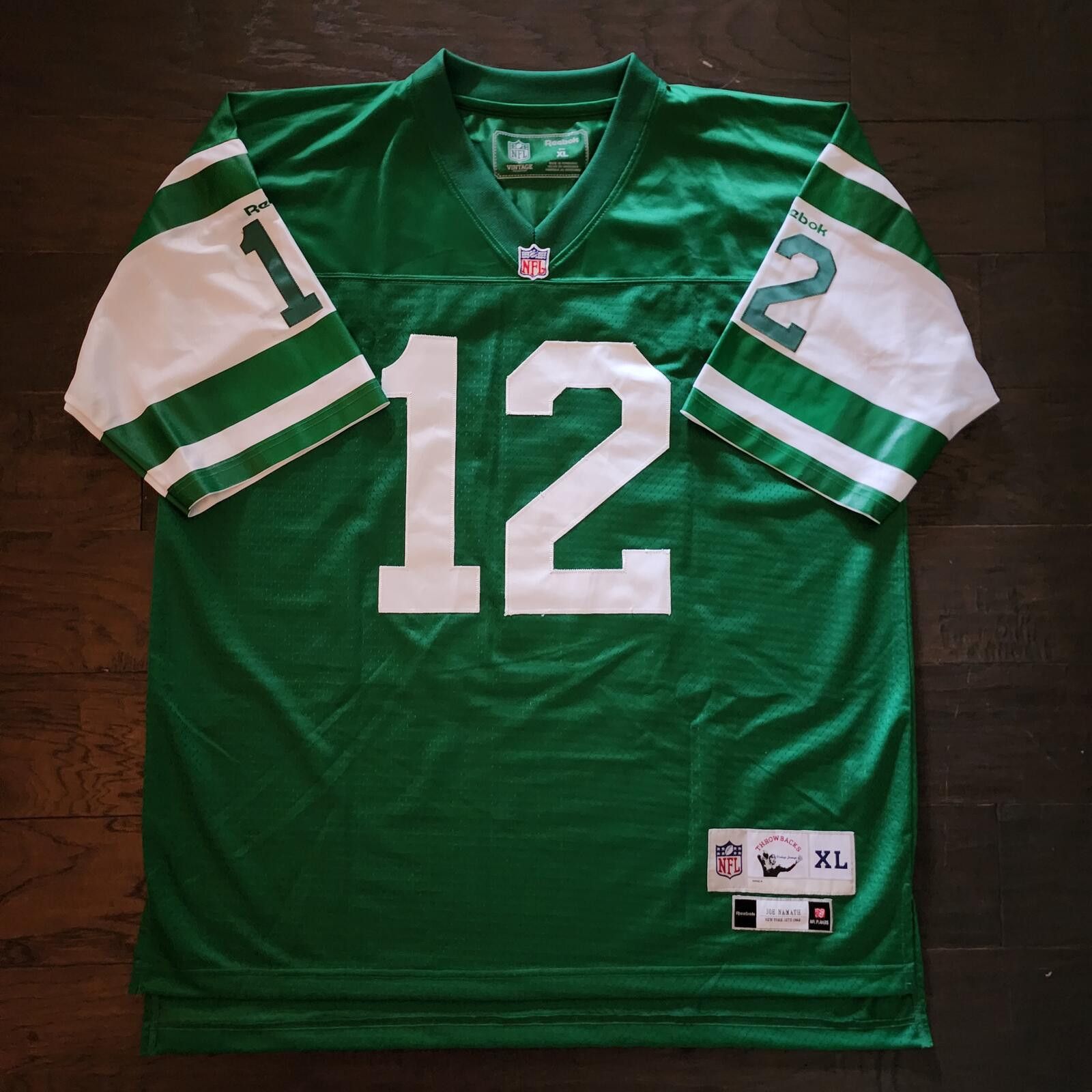 Reebok Reebok NFL Vintage Joe Namath New York Jets #12 Green XL NFL Size ONE SIZE - 5 Thumbnail