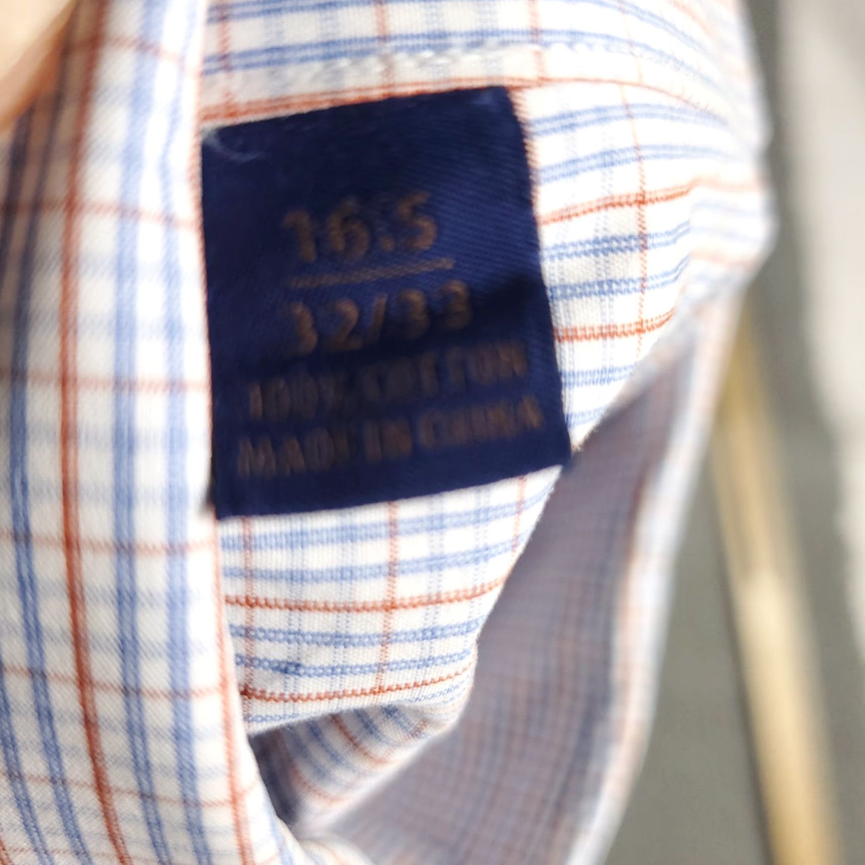 David Donahue David Donahue Shirt Mens 16.5 Blue Plaid Trim Fit Dress Button Up Long Sleeve Size 46R - 7 Thumbnail