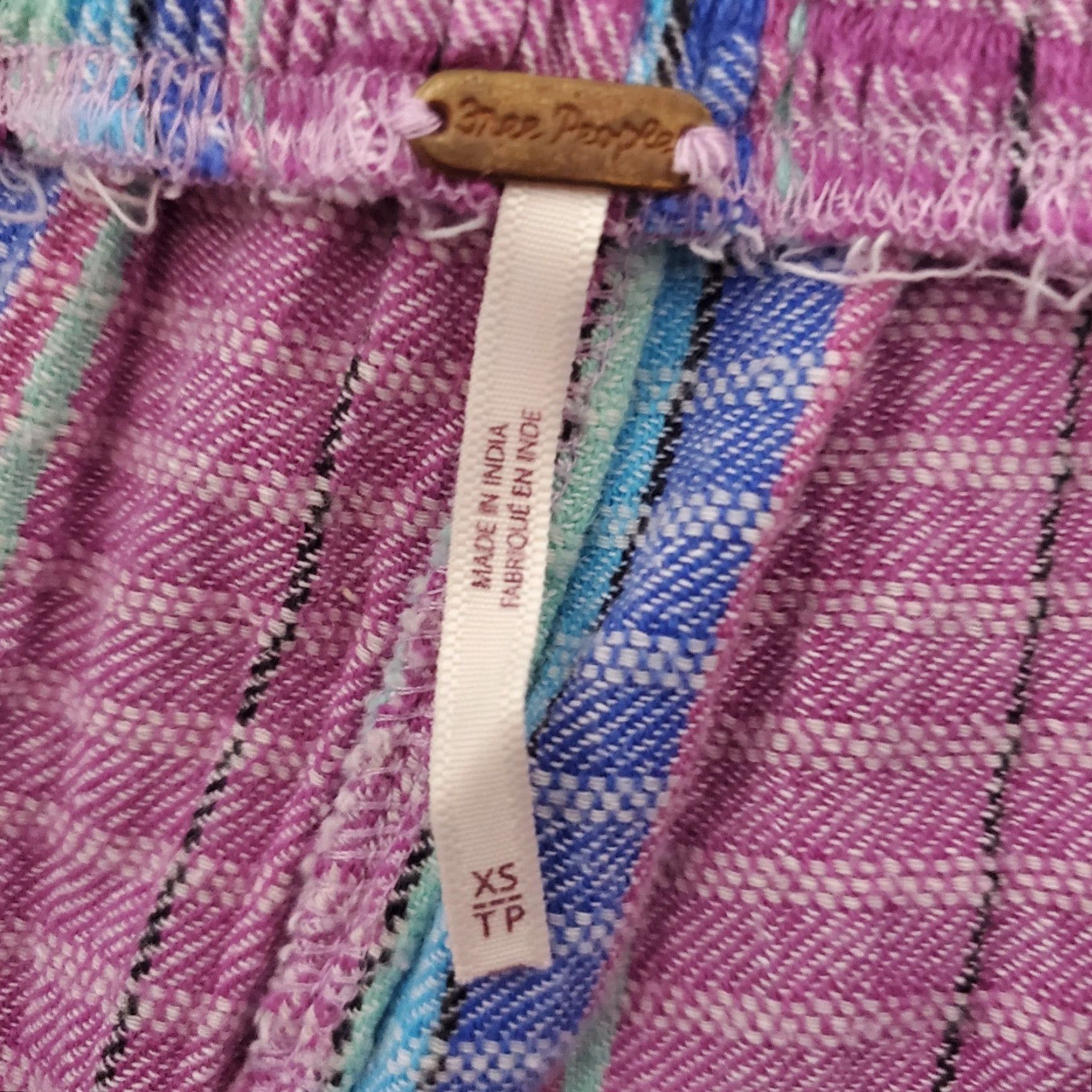 Free People VINTAGE Free People Pants Women XS Purple Stripe Waffle Knit Hi Waist Pull On Boho Beach Elastic Waist Ankle 27.5 Inseam Size 26" / US 2 / IT 38 - 3 Thumbnail
