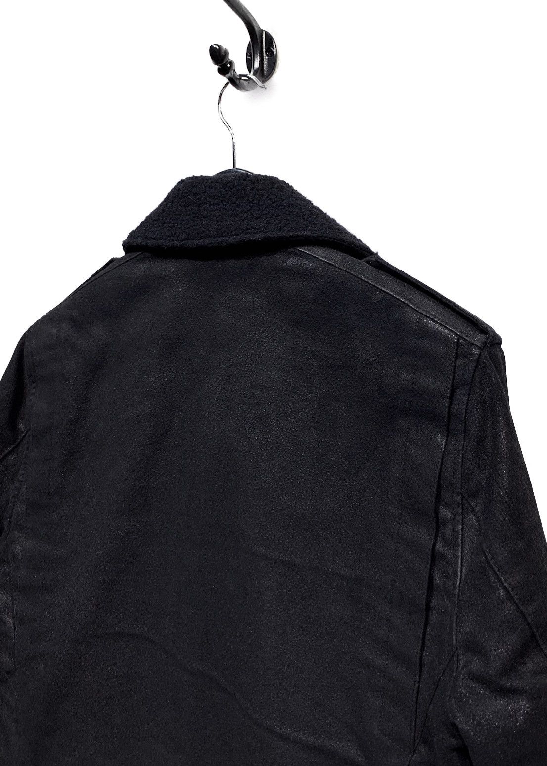 Balmain Balmain Black Waxed Cotton and Wool Lined Biker Jacket Size US M / EU 48-50 / 2 - 7 Thumbnail