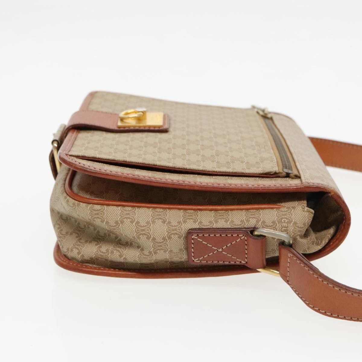 Celine CELINE Macadam Canvas Shoulder Bag Beige Gold Size ONE SIZE - 3 Thumbnail