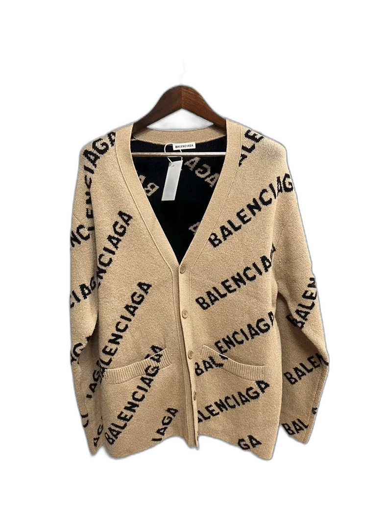 Balenciaga Balenciaga Beige Cardigan with Logo Print Size US XS / EU 42 / 0 - 1 Thumbnail