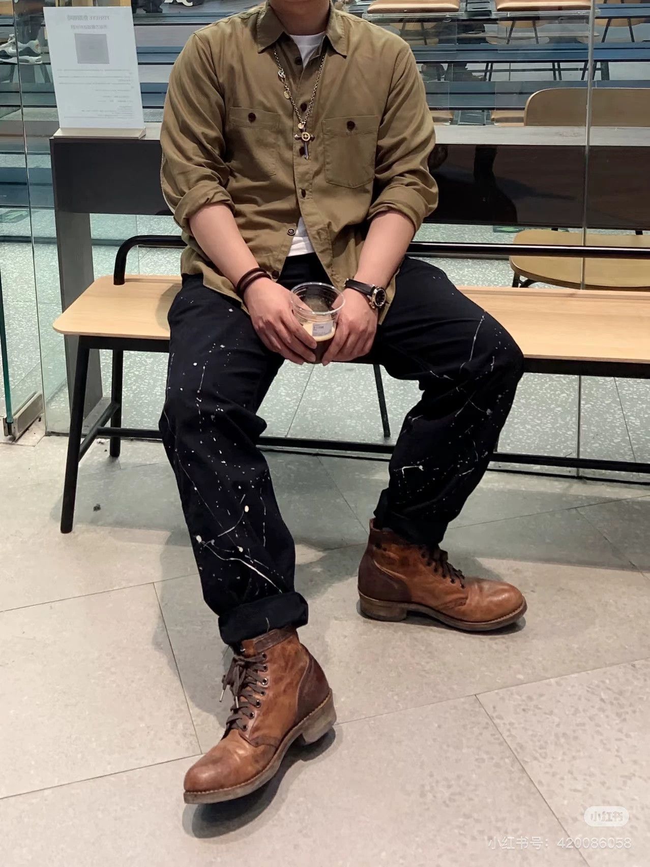 Visvim VISVIM ICT Chino Splatter Navy 3 VGC Size US 33 - 4 Thumbnail