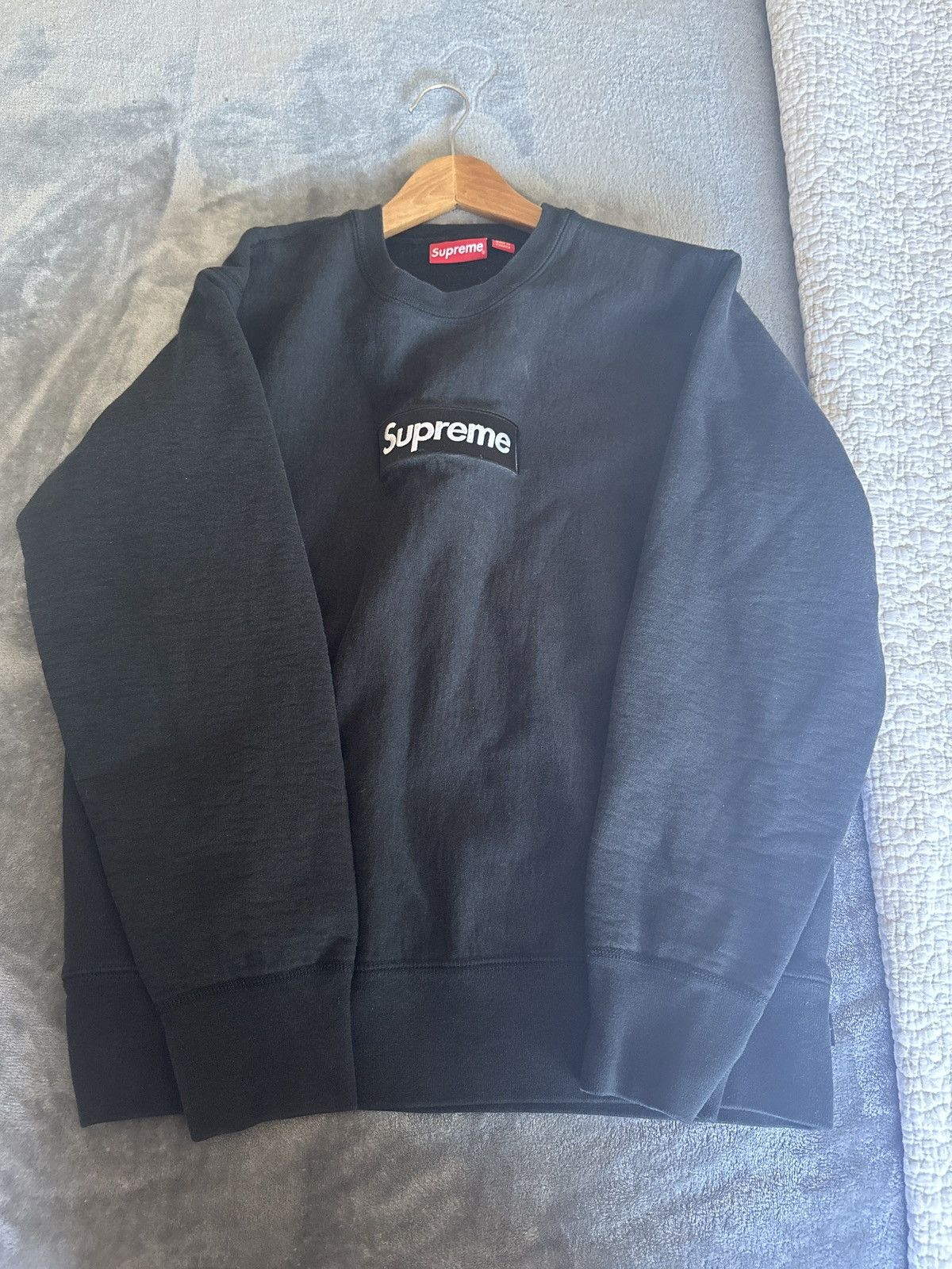 image of Supreme Black Box Logo Crewneck, Men's (Size Medium)