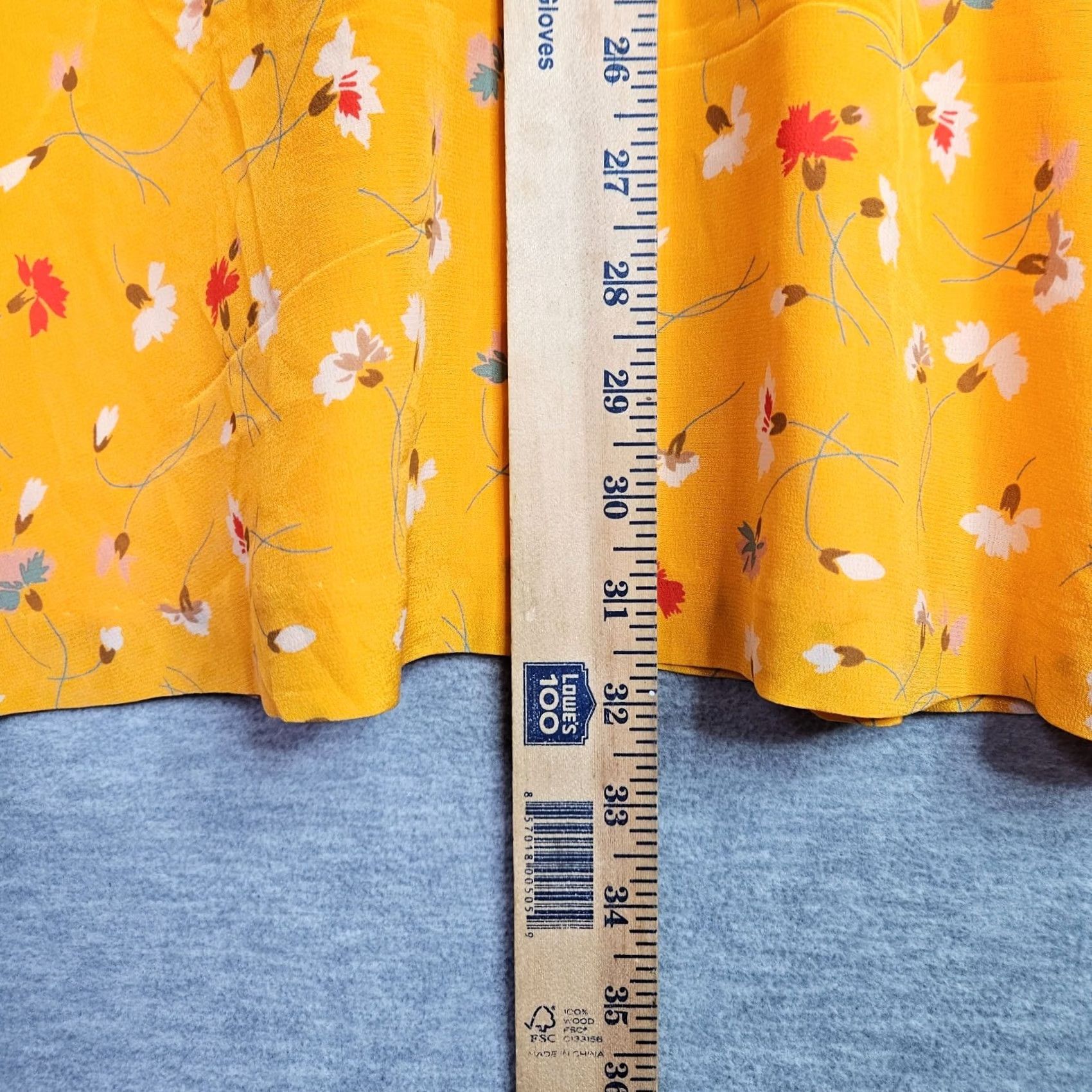 Madewell Madewell Dress Women's Sz 00 Yellow Floral Silk Short Sleeve V-Neck Fit & Flare Dress Size 24" / US 00 / IT 34 - 5 Thumbnail