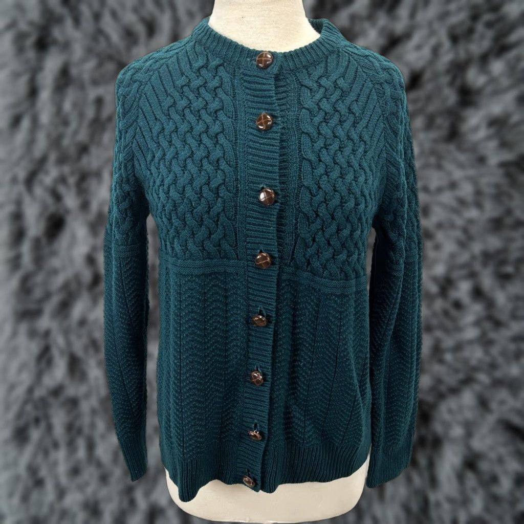 Greats VINTAGE The Tog Shop Knit Cardigan Sweater Large Teal Long Sleeve Button Accents Womens Size L / US 10 / IT 46 - 1 Thumbnail
