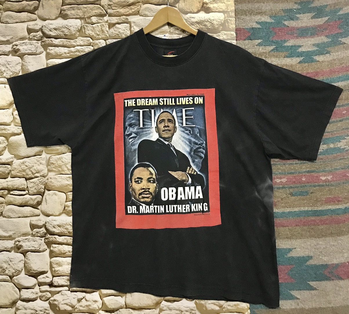 Vintage Vintage Distres Sunfaded tees Obama/ Dr.Martin Luther King Size US XL / EU 56 / 4 - 1 Thumbnail