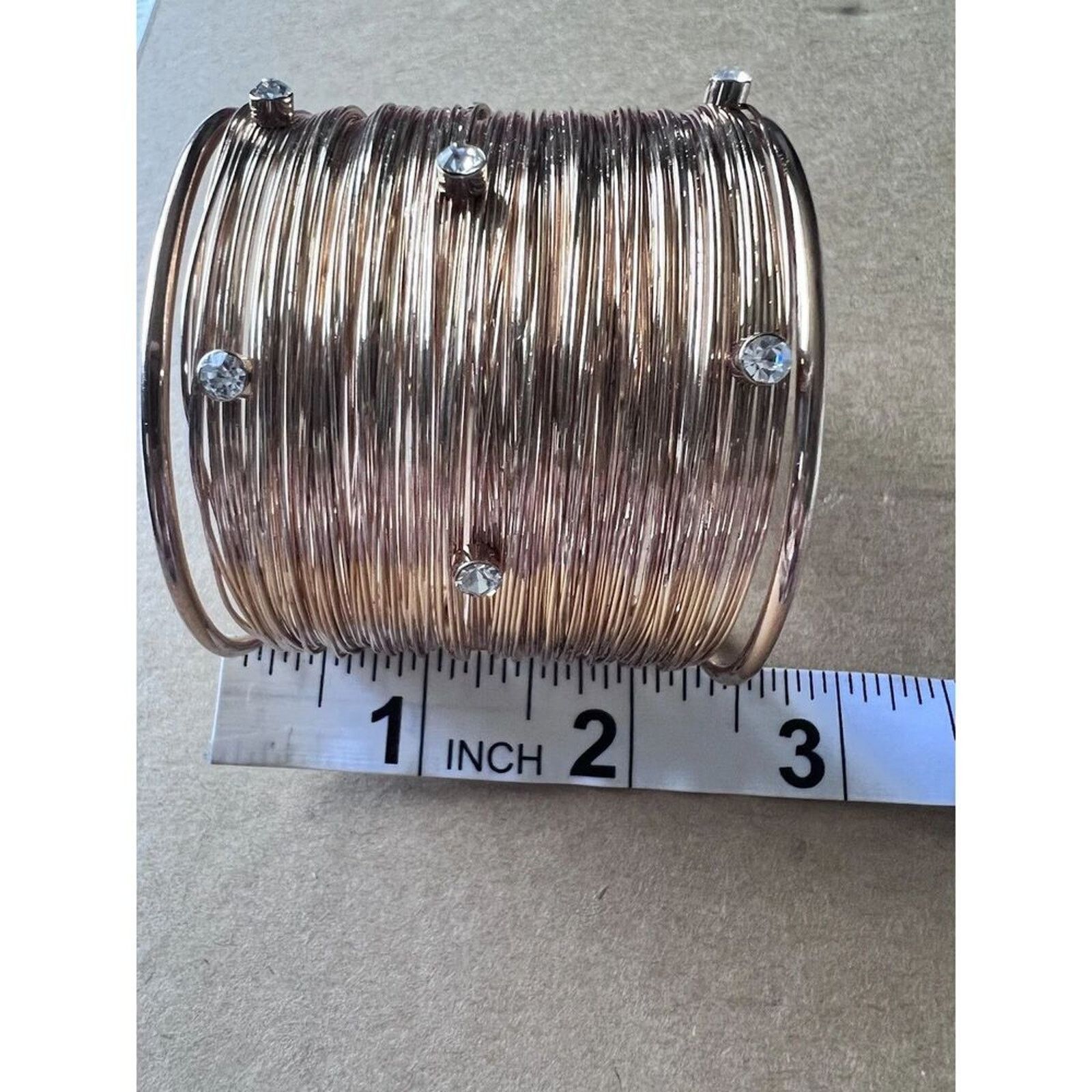 Other Gold Tone Wire Wrap Rhinestone Cuff Bracelet Bangle Size ONE SIZE - 9 Thumbnail