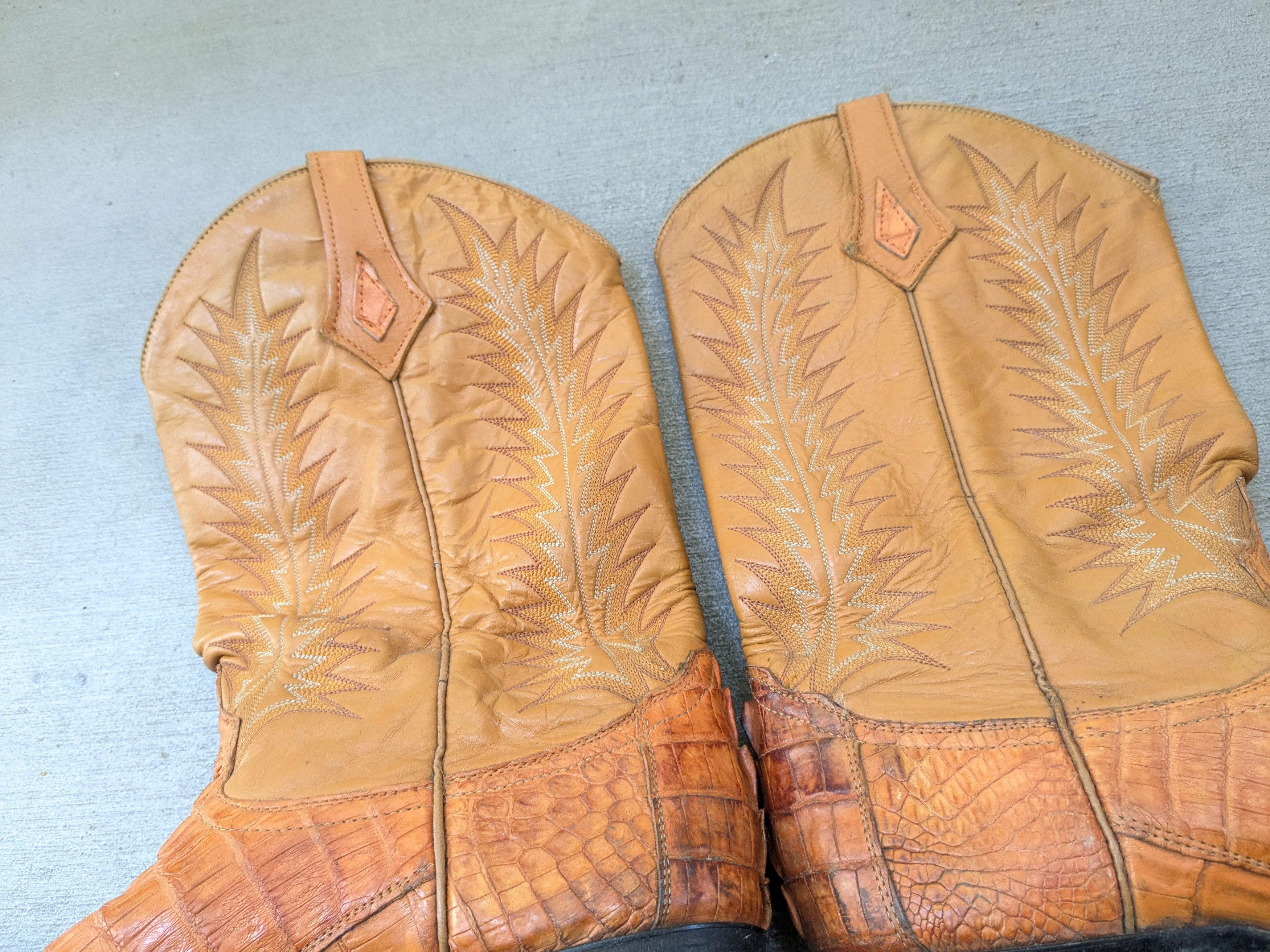 Genuine Leather Vintage Cowboy Boots Orange 11 EE Wide Western Botas Size US 11 / EU 44 - 10 Thumbnail