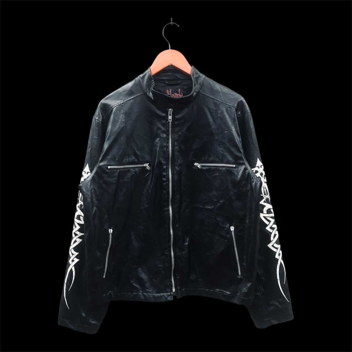 KMRii Monde Creore Cyber Punk Tribal Graphic Faux Leather Jacket Size US L / EU 52-54 / 3 - 1 Thumbnail