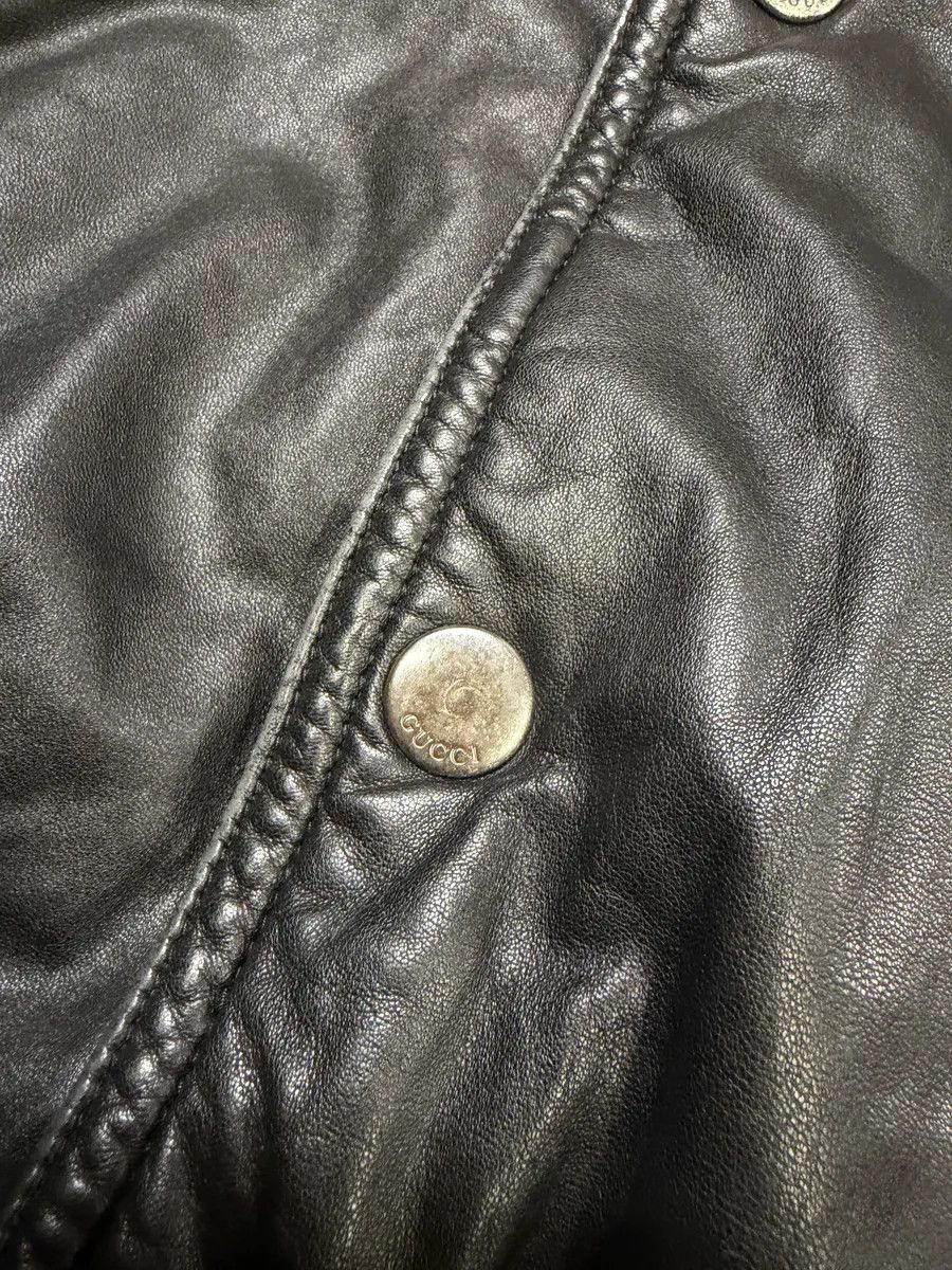 Gucci 2000s Gucci Buttoned Black Biker Leather Jacket Size US M / EU 48-50 / 2 - 8 Thumbnail