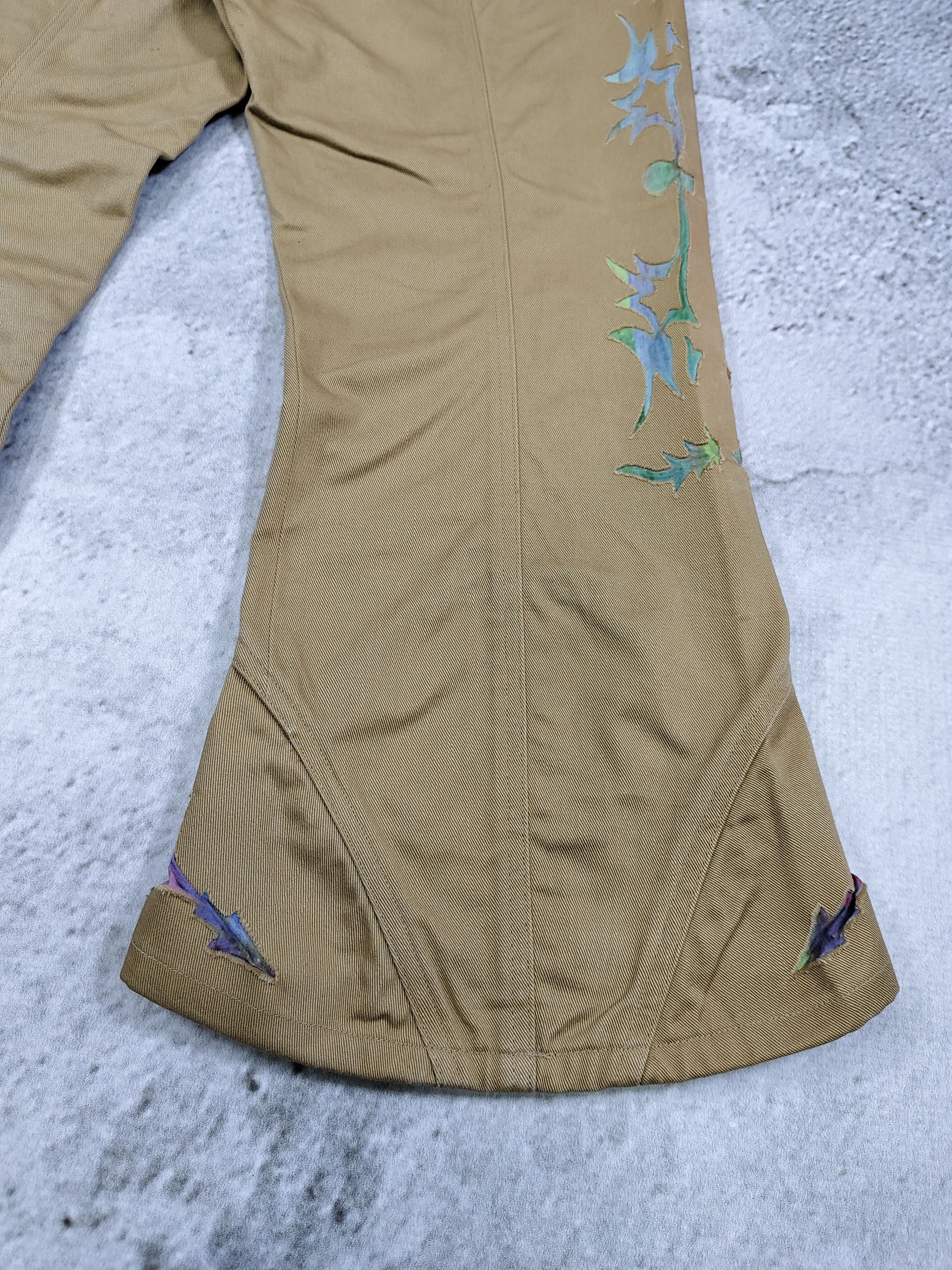 Issey Miyake 00s Issey Miyake- Archive Tribal Applique Bell Bottom Flare Size 29" - 9 Thumbnail