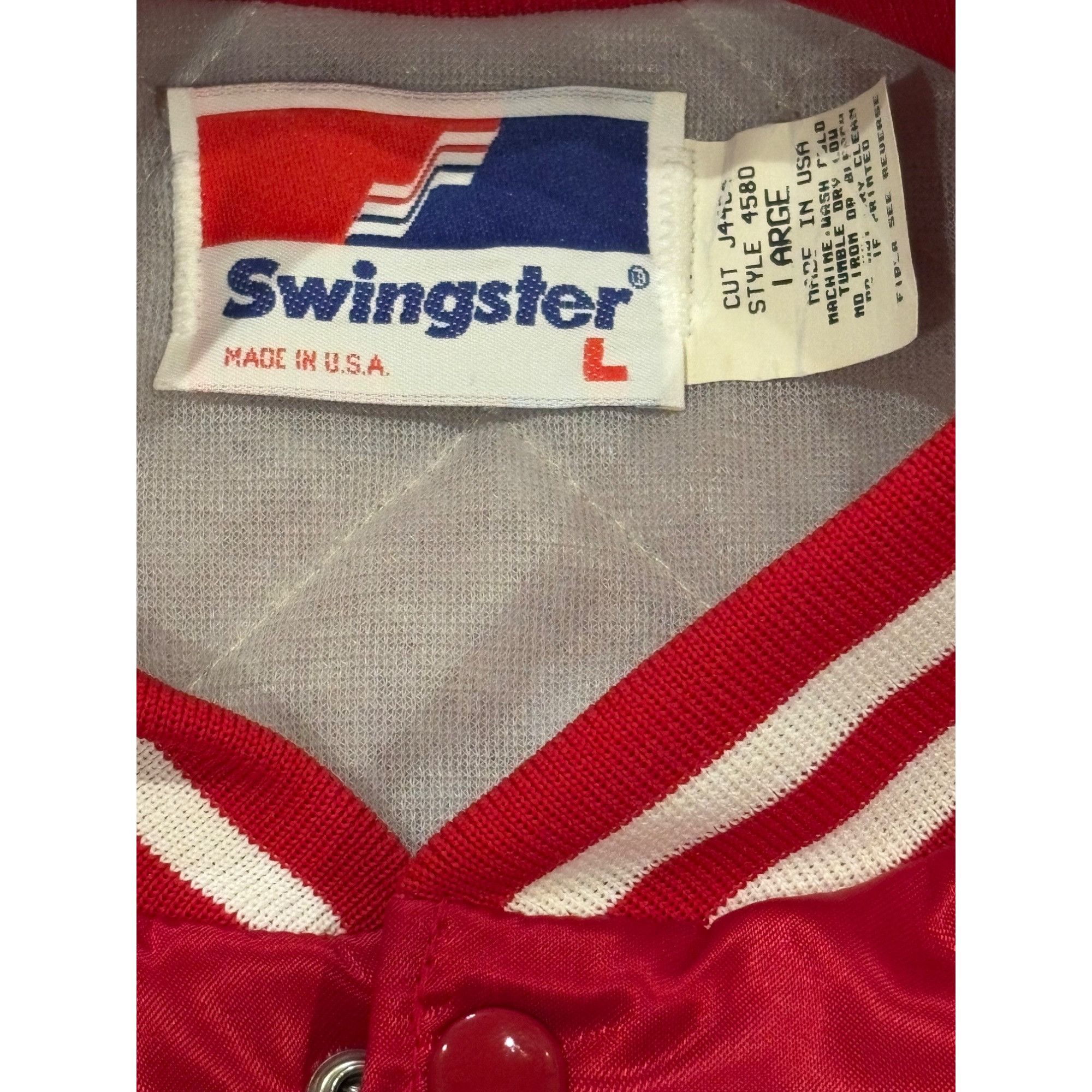 Swingster Deadstock Vintage 1980's Swingster Atlanta Hawks NBA Satin J Size US L / EU 52-54 / 3 - 6 Thumbnail