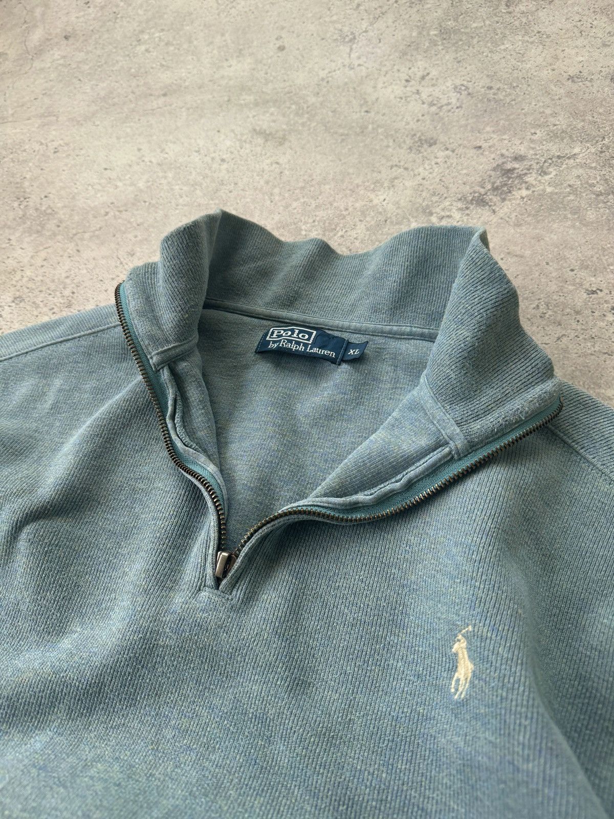 Polo Ralph Lauren × Ralph Lauren × Vintage Vintage 1/3 Zip Polo Ralph Lauren Old Money Blue XL Sweater Size US XL / EU 56 / 4 - 2 Thumbnail