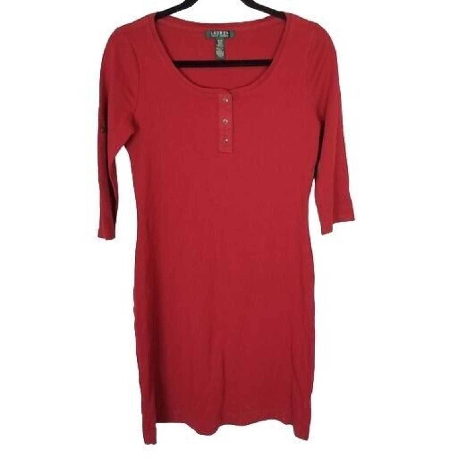 Lauren Ralph Lauren Lauren Ralph Lauren Womens Ribbed Henley Mini Dress Sz M Size M / US 6-8 / IT 42-44 - 1 Thumbnail