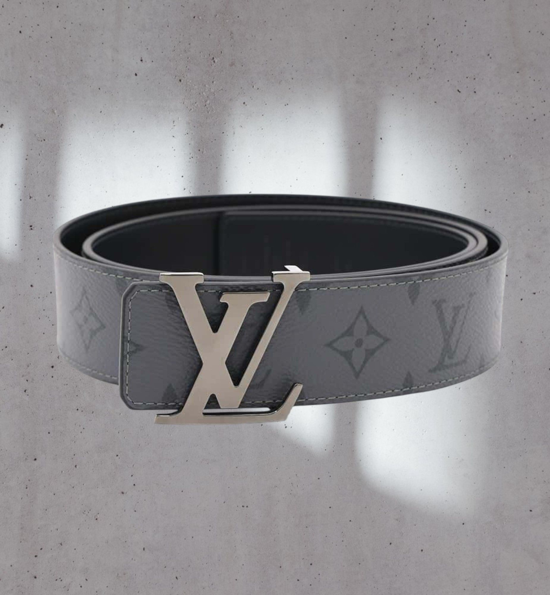 Pre-owned Louis Vuitton Lv Reversible Monogram Belt M0285 In Gray