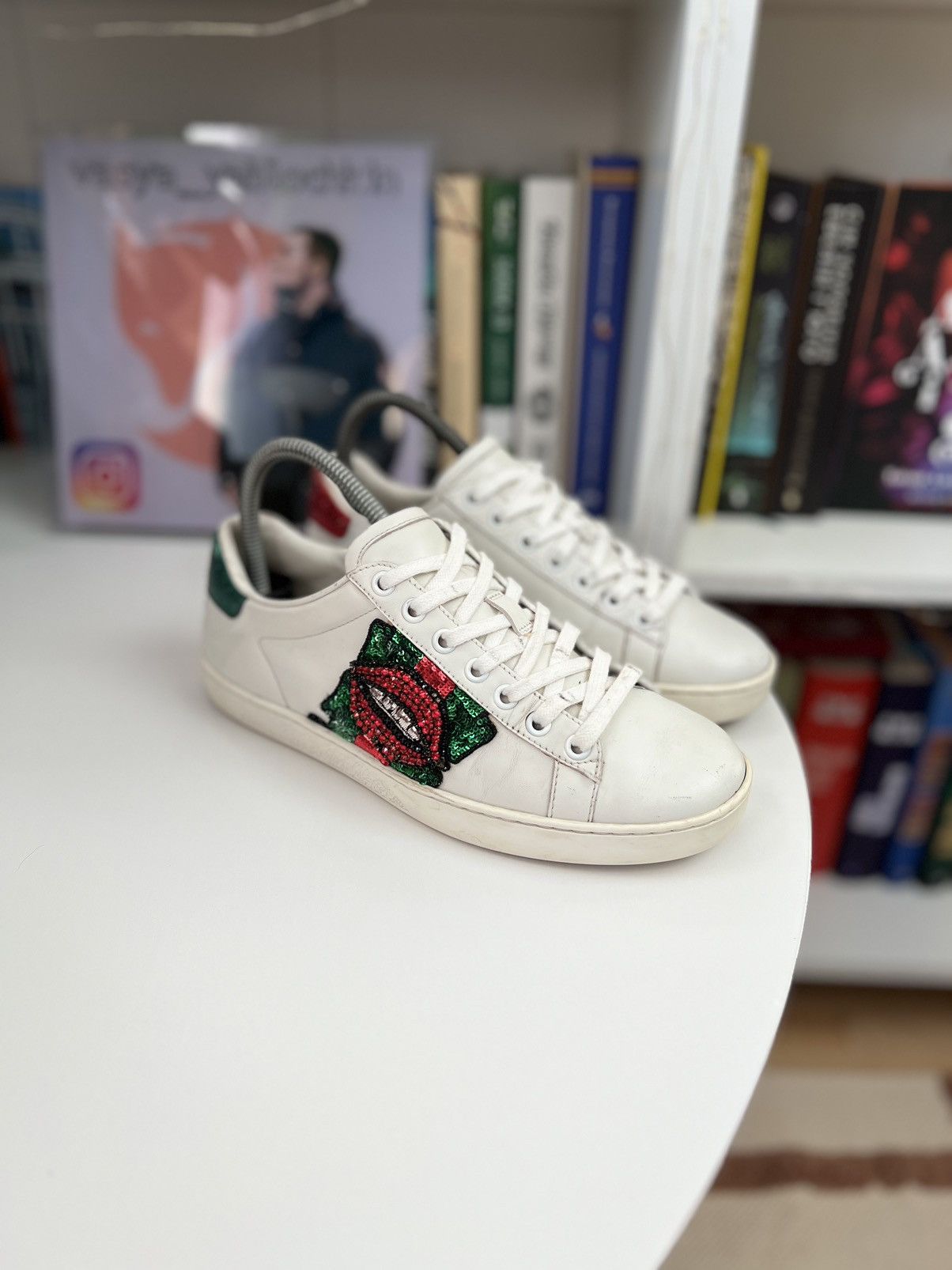 Designer × Gucci gucci low top sneakers lips leather shoes streetwear women's Size US 5.5 / IT 35.5 - 2 Thumbnail