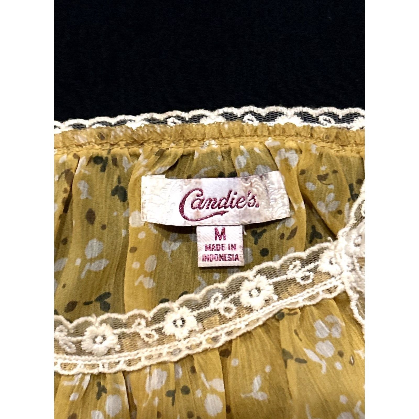Vintage Candie’S Womens size M Sheer Yellow Plain Top Shirt Blouse Size M / US 6-8 / IT 42-44 - 2 Thumbnail