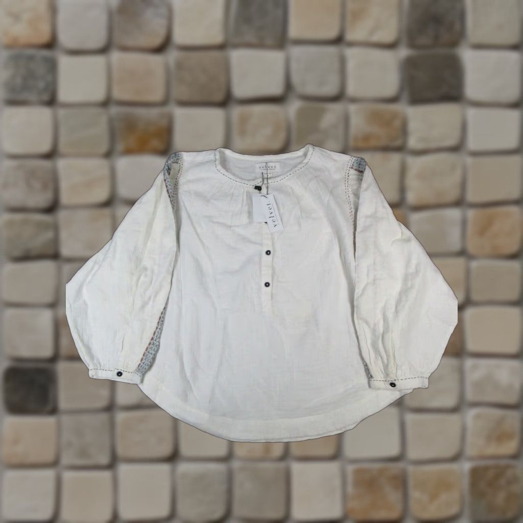 Velvet VINTAGE Velvet Tunic Blouse Womens Medium Ivory Cotton Knit Long Sleeve Round Neck Size M / US 6-8 / IT 42-44 - 1 Thumbnail