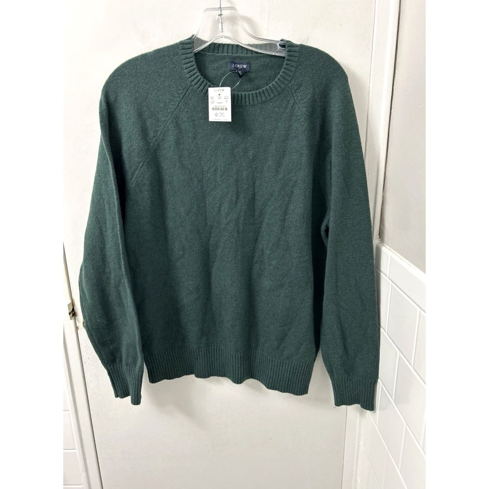 Vintage J Crew Sweater Mens Large Green Lambswool Blend Crewneck Pullover L/S AA027 NWT Size US L / EU 52-54 / 3 - 2 Thumbnail
