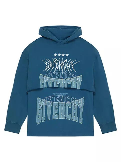 Givenchy o1mle0226 Double Layered Hoodie In Felpa in Blue Size US L / EU 52-54 / 3 - 1 Thumbnail