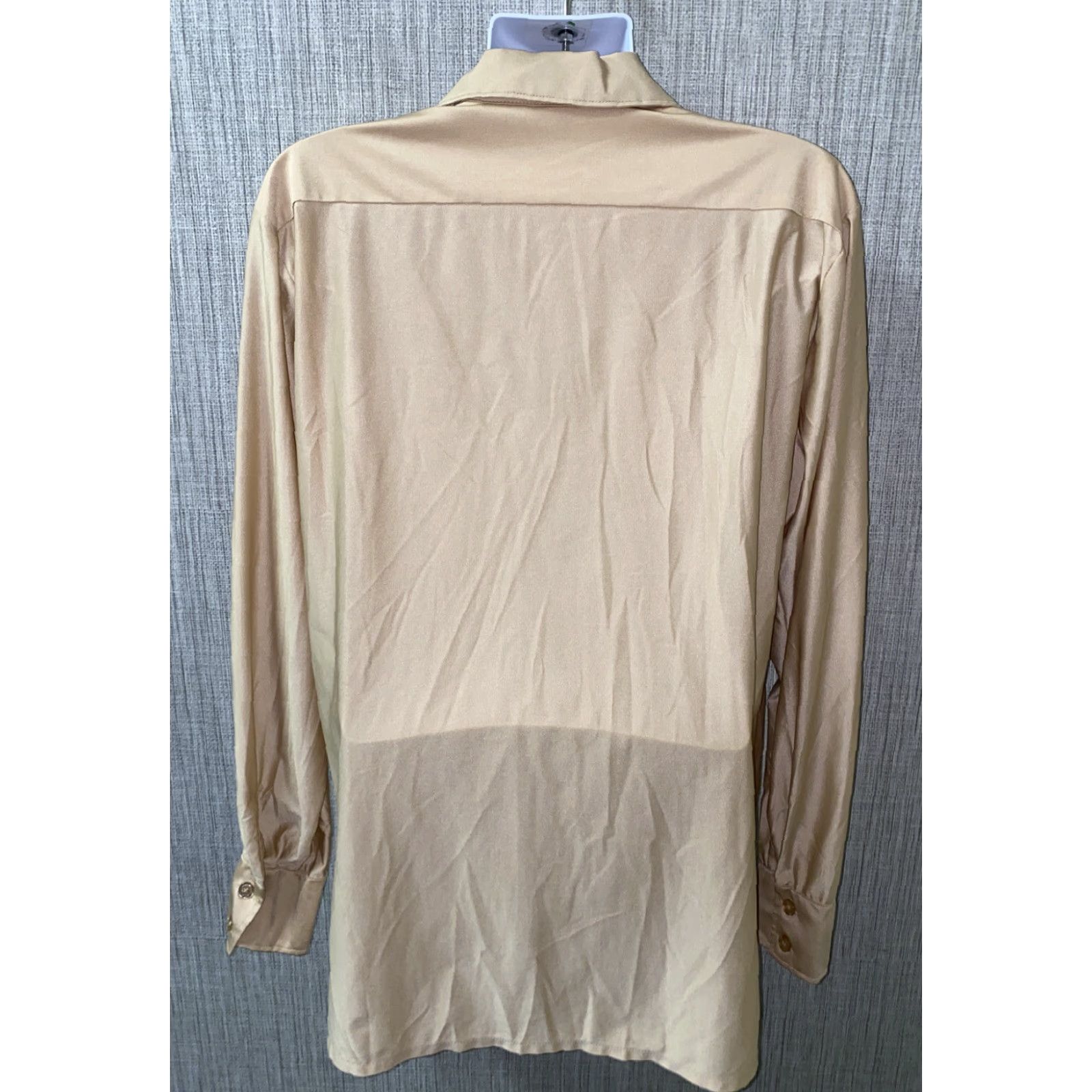 Vintage Nylon Beige Shirt Long Sleeve Button Front Mens XLT USA Made Casual Size US XL / EU 56 / 4 - 5 Thumbnail